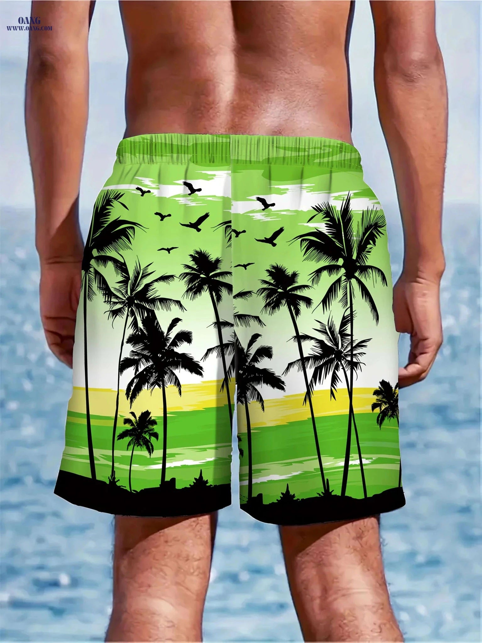 Men's Tie-Dye Beach Shorts - Drawstring, 2 Pockets, Summer Suit   OAXG 