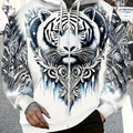 Men's Tiger Head Print Hoodie - Zipper Sweatshirt for Casual Wear   OAXG Ct White / FR M