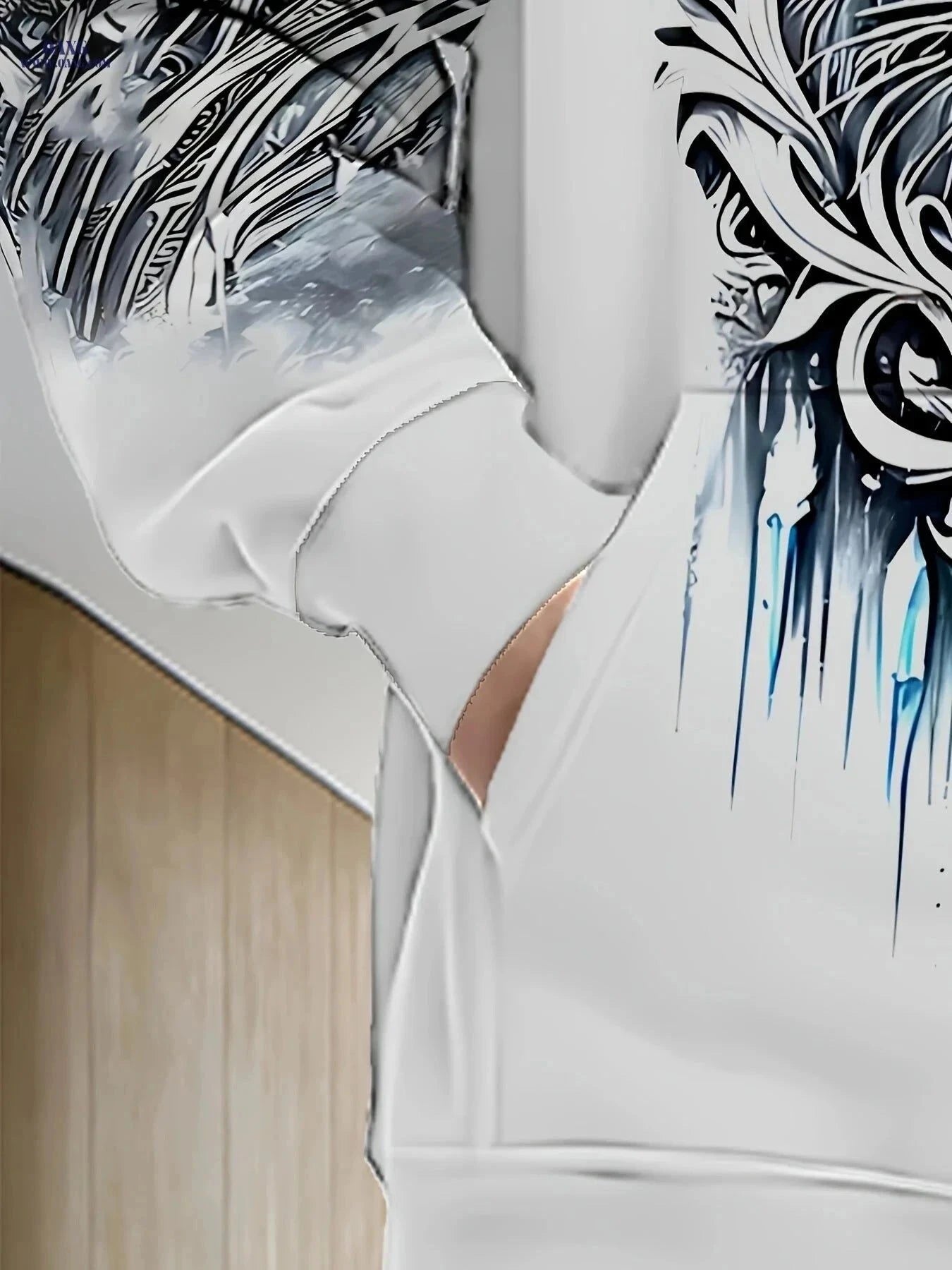 Men's Tiger Head Print Hoodie - Zipper Sweatshirt for Casual Wear   OAXG Ct White / FR M