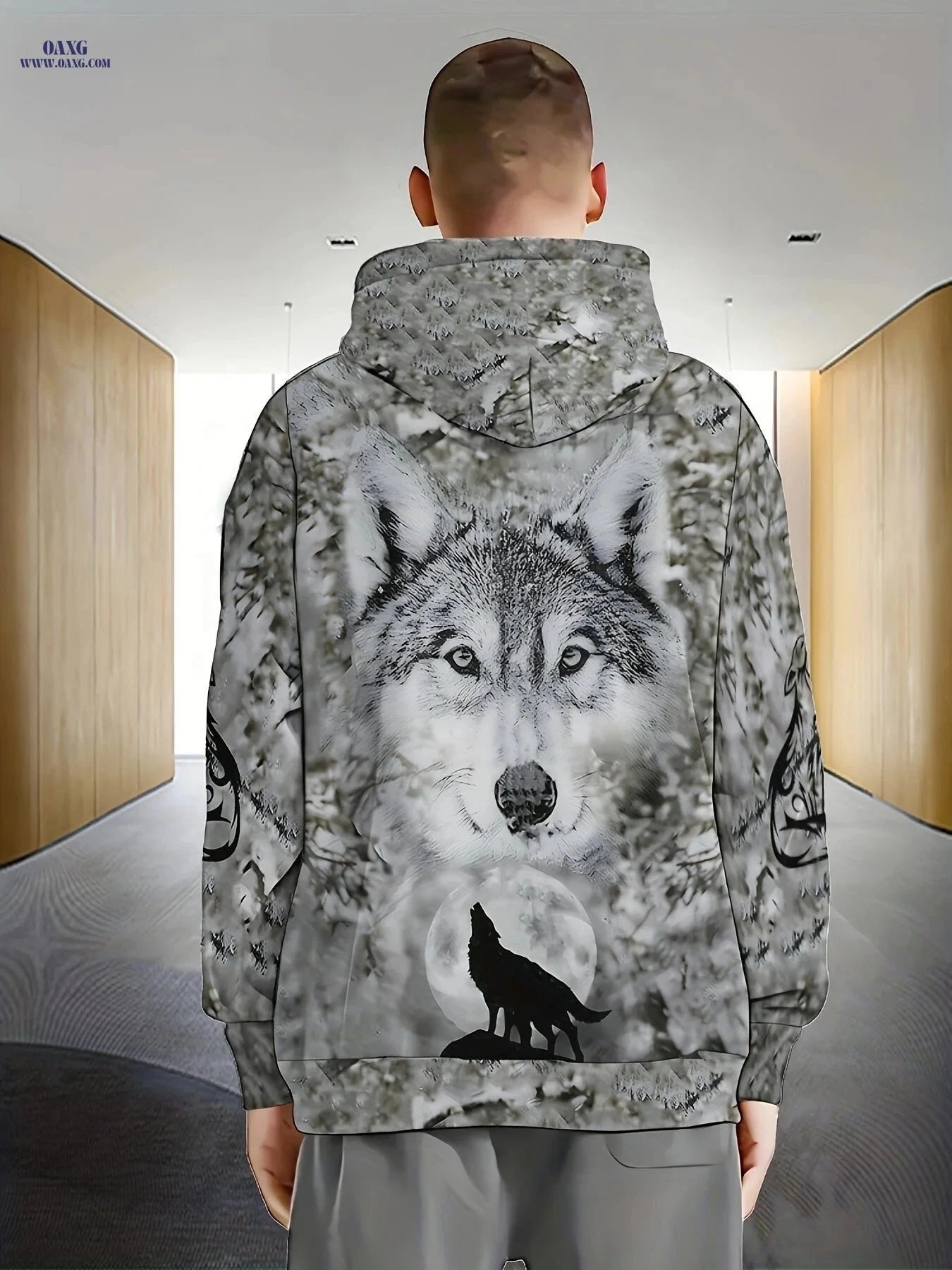 Men's Tiger Print Hooded Sweatshirt - Zip-Up Casual Jacket   OAXG 