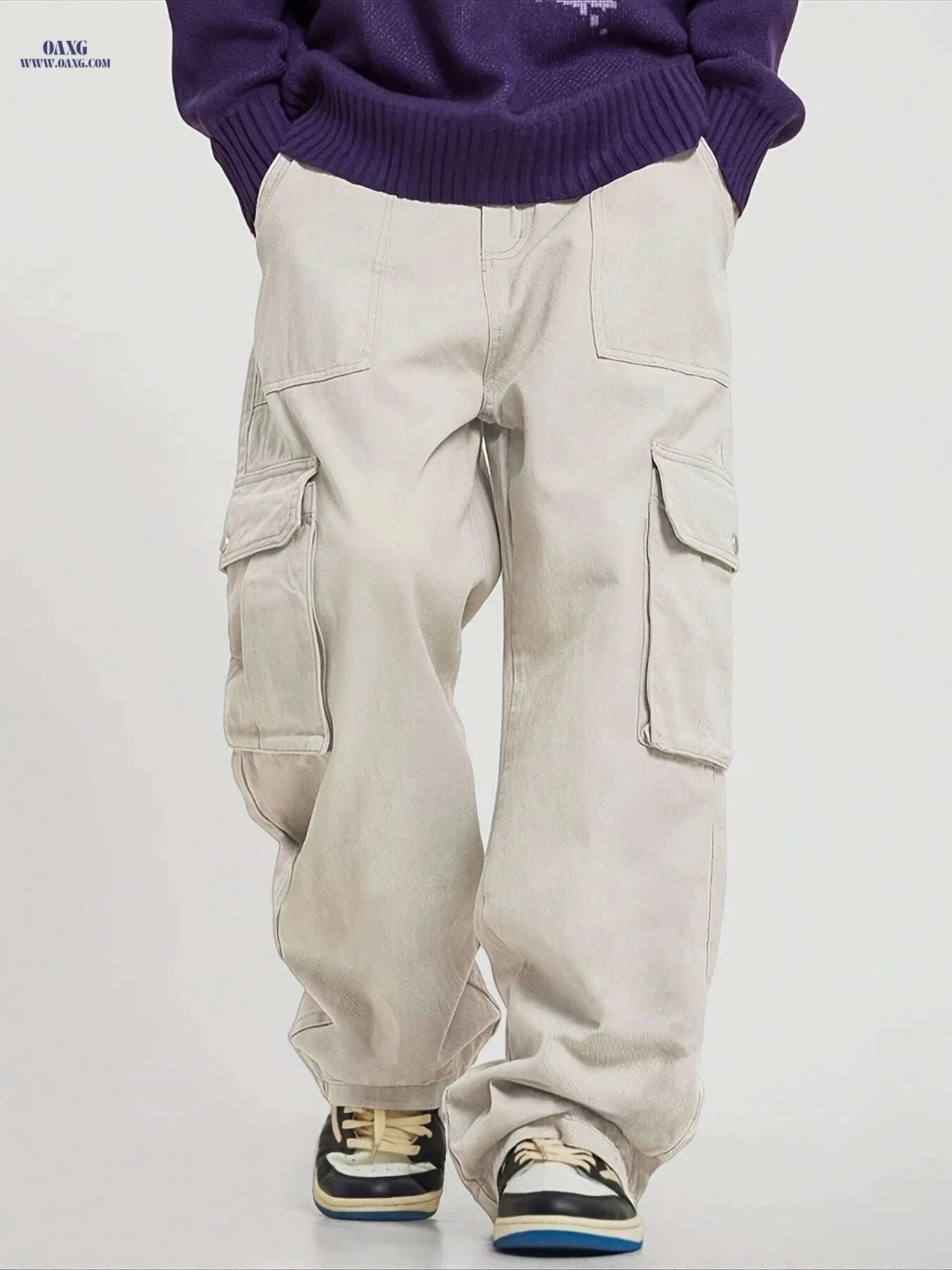 Men's Trendy Cargo Pants - Fashion Solid Color, Loose Fit Style   OAXG 