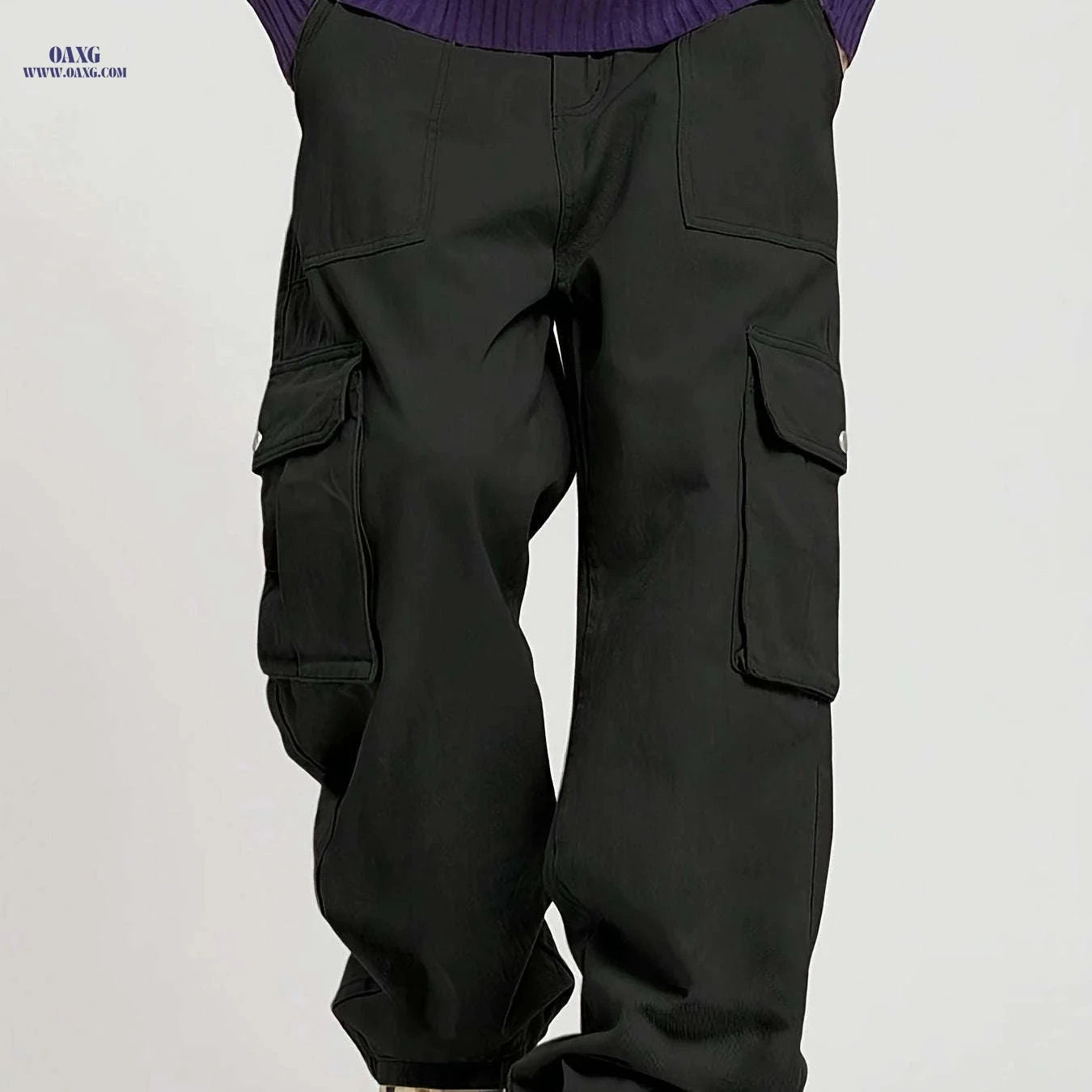 Men's Trendy Cargo Pants - Fashion Solid Color, Loose Fit Style   OAXG Dark Brown / FR S