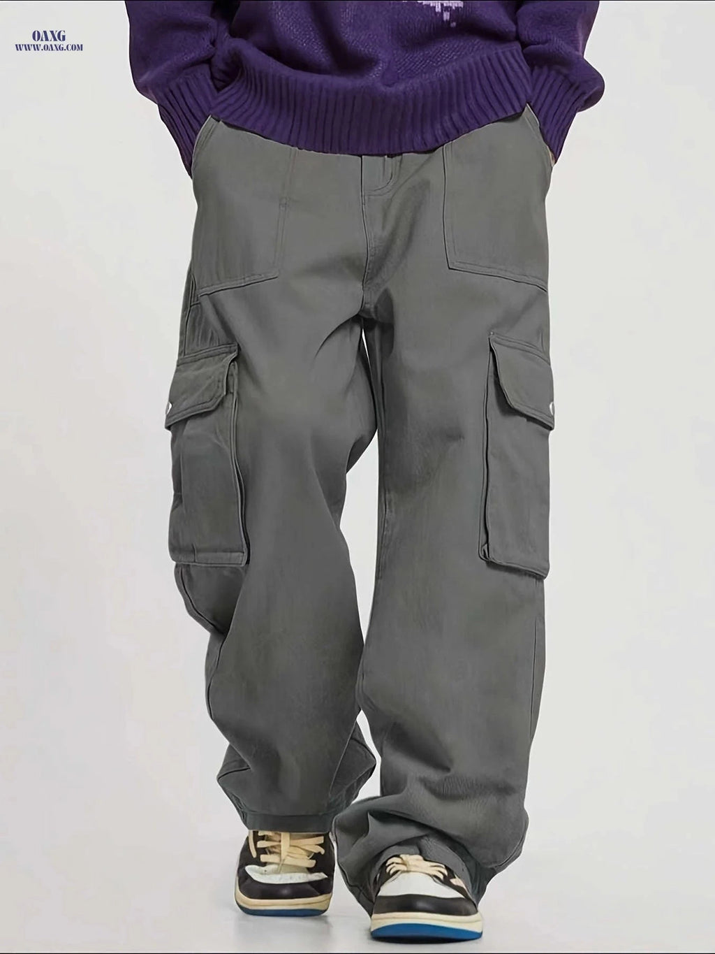 Men's Trendy Cargo Pants - Fashion Solid Color, Loose Fit Style   OAXG 