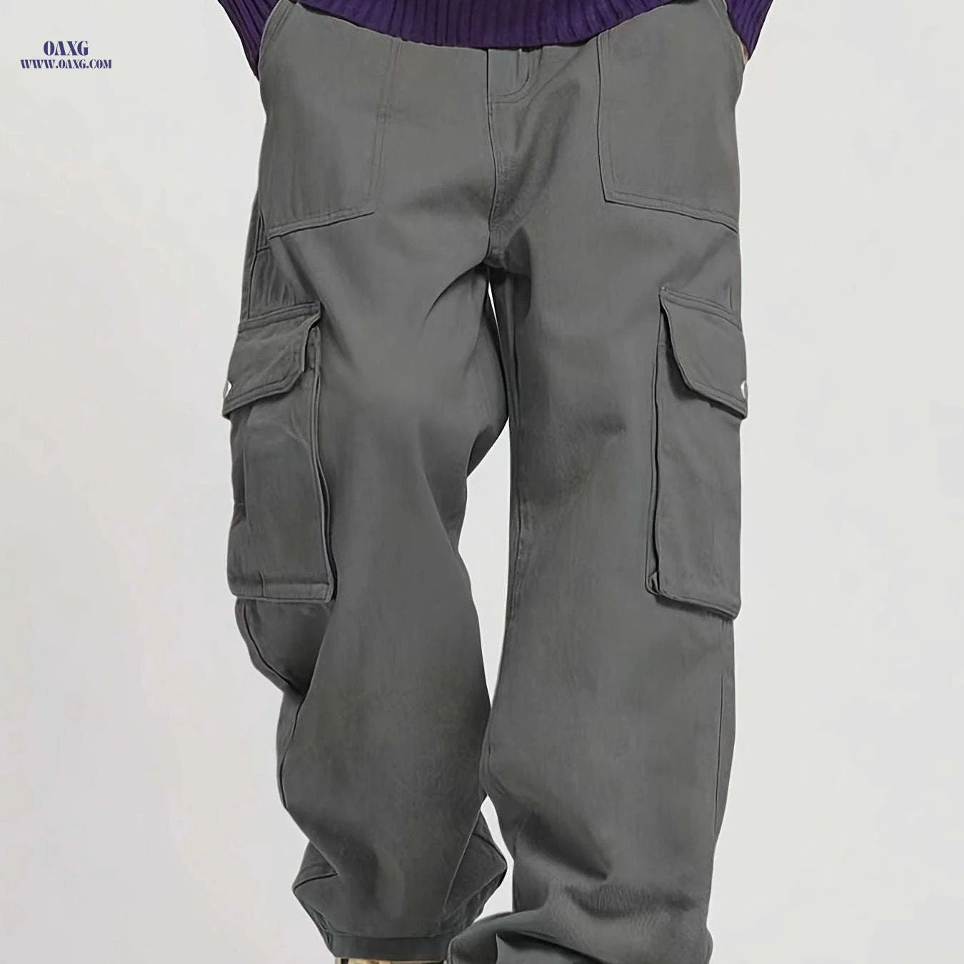 Men's Trendy Cargo Pants - Fashion Solid Color, Loose Fit Style   OAXG 