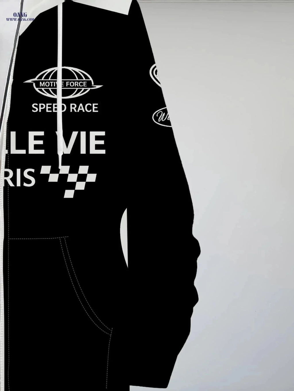 Men's Trendy Hooded Zip-Up Sweatshirt - Casual Racing Print Jacket   OAXG Mixed colors / FR S