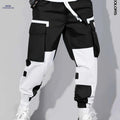 Men's Trendy Loose Cargo Pants - Multi-Pocket Color Block Design   OAXG 