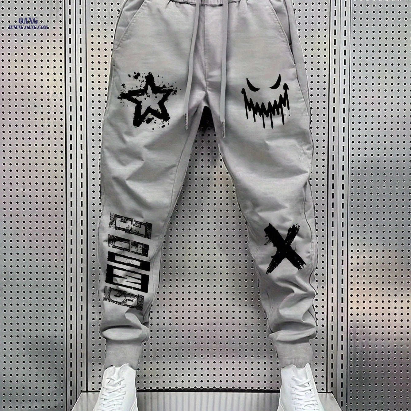 Men's Trendy Printed Casual Long Pants - Comfortable Stretch Fit   OAXG Black / FR S