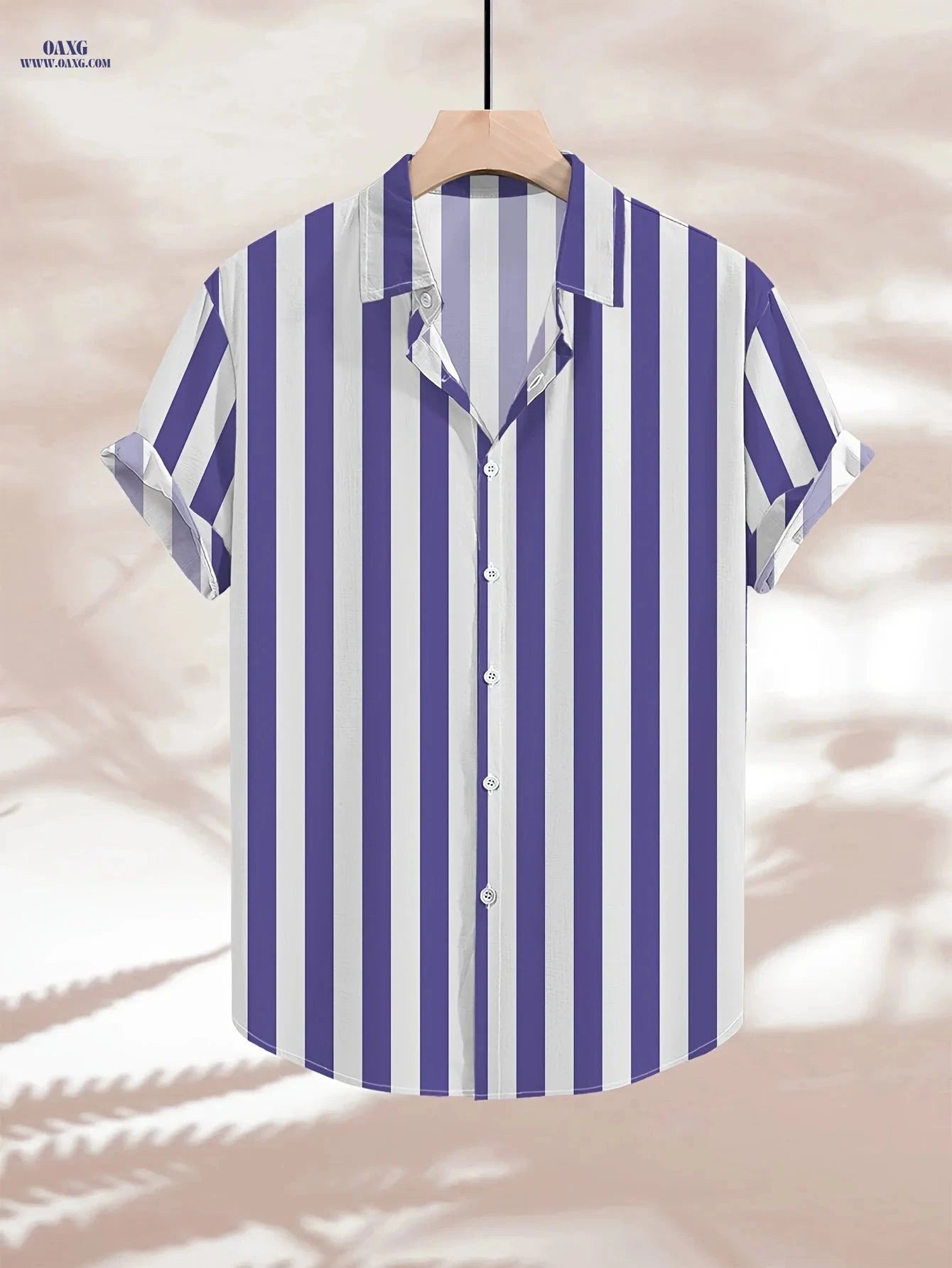 Men's Trendy Retro Striped Color-Block Button-Up Shirt - Summer Casual   OAXG Ivory White / FR S