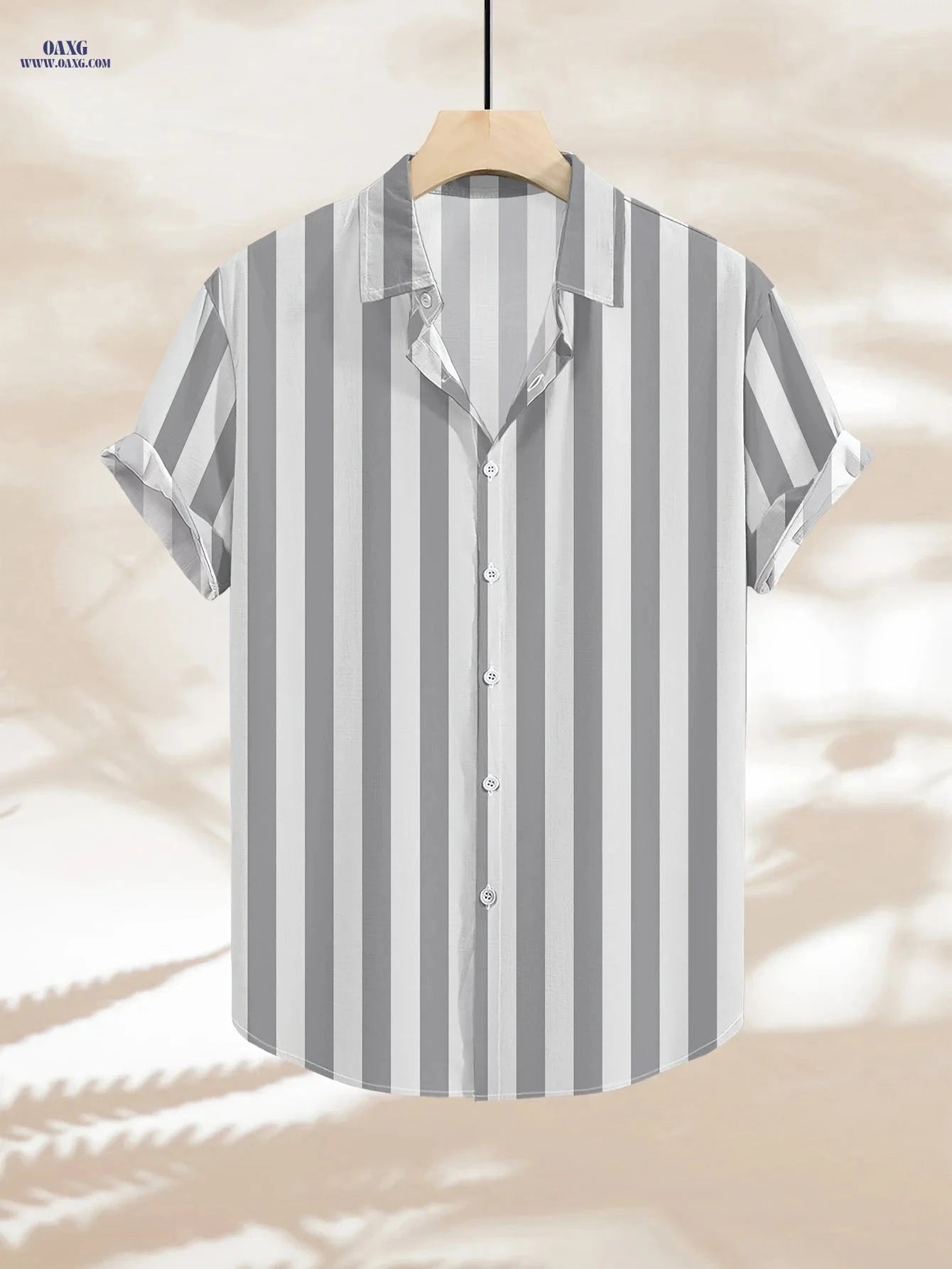 Men's Trendy Striped Color-Block Beach Shirt - Summer Casual Style   OAXG 