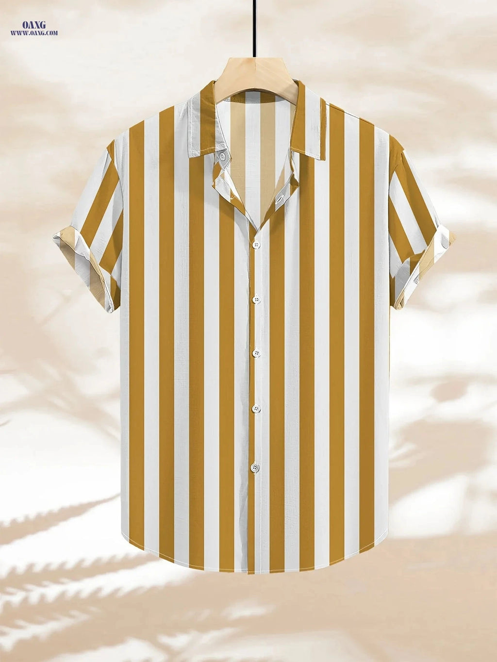 Men's Trendy Striped Color-Block Beach Shirt - Summer Casual Style   OAXG 