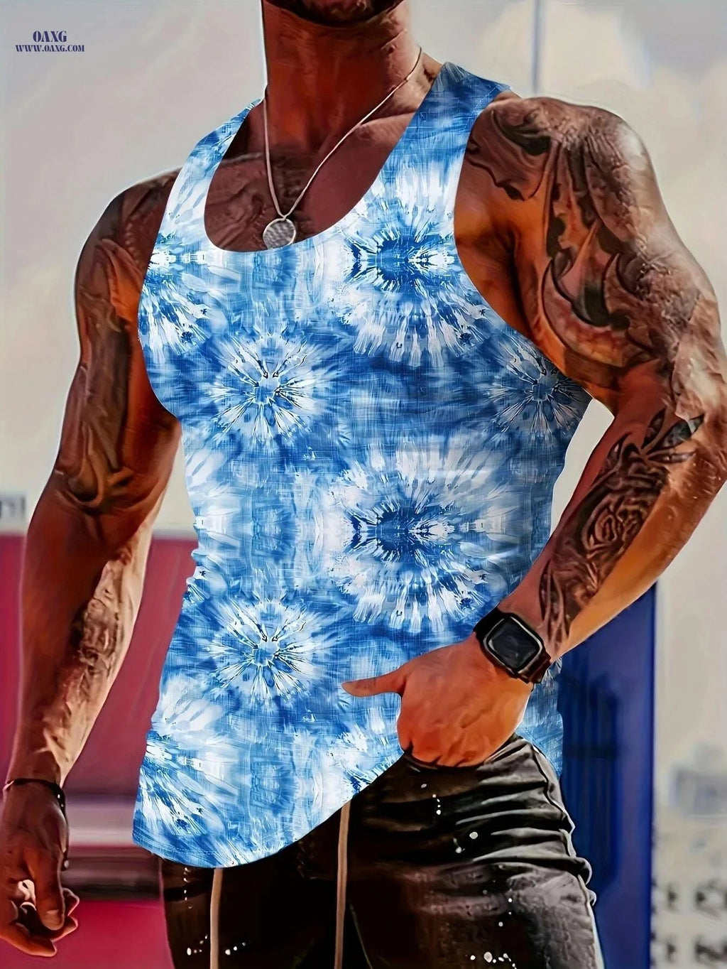 Men's Trendy Tie-Dye Tank Top - Casual Summer Style & Comfort   OAXG Multicolor / S