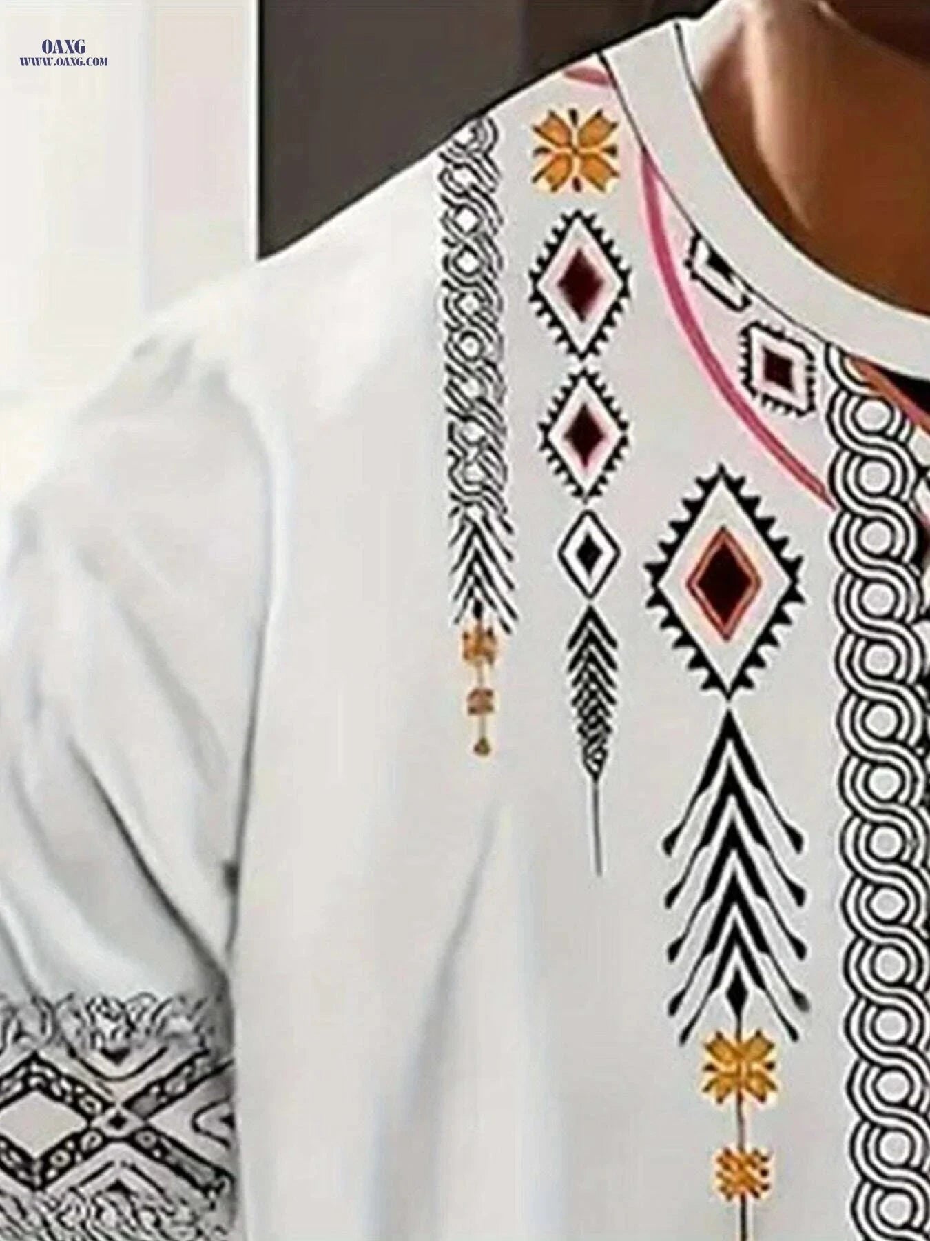 Men's Tribal Print Short-Sleeve T-Shirt - Stylish Casual Wear Top   OAXG 