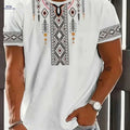 Men's Tribal Print Short-Sleeve T-Shirt - Stylish Casual Wear Top   OAXG Mixed Color / S