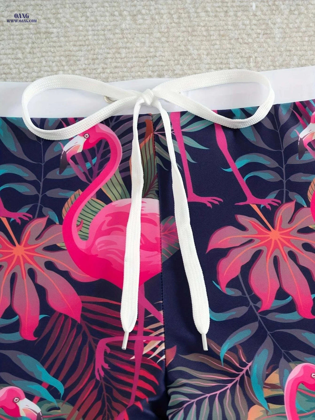 Men's Tropical Flamingo Swim Trunks - Lightweight, Pink & Blue Design   OAXG 