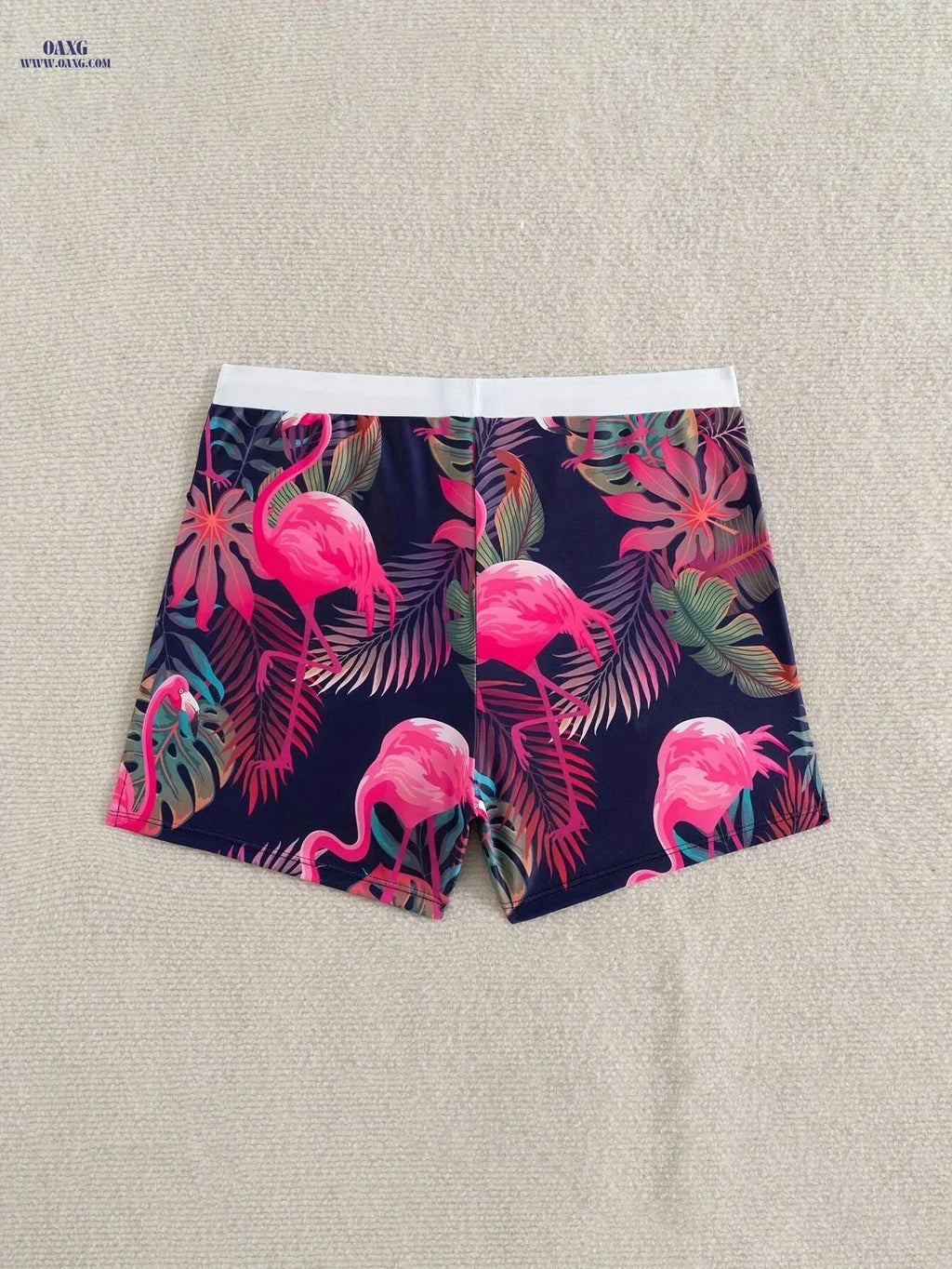 Men's Tropical Flamingo Swim Trunks - Lightweight, Pink & Blue Design   OAXG Mixed Color / S