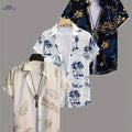 Men's Tropical Hibiscus Palm Leaf Print Summer Shirts - 3 Pack   OAXG Mixed colors / FR S