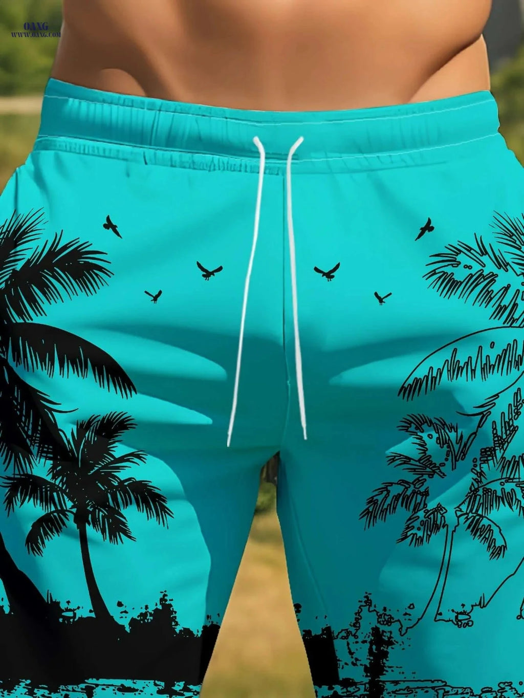 Men's Tropical Palm Beach Shorts - Quick-Dry, Lightweight & Stylish   OAXG 