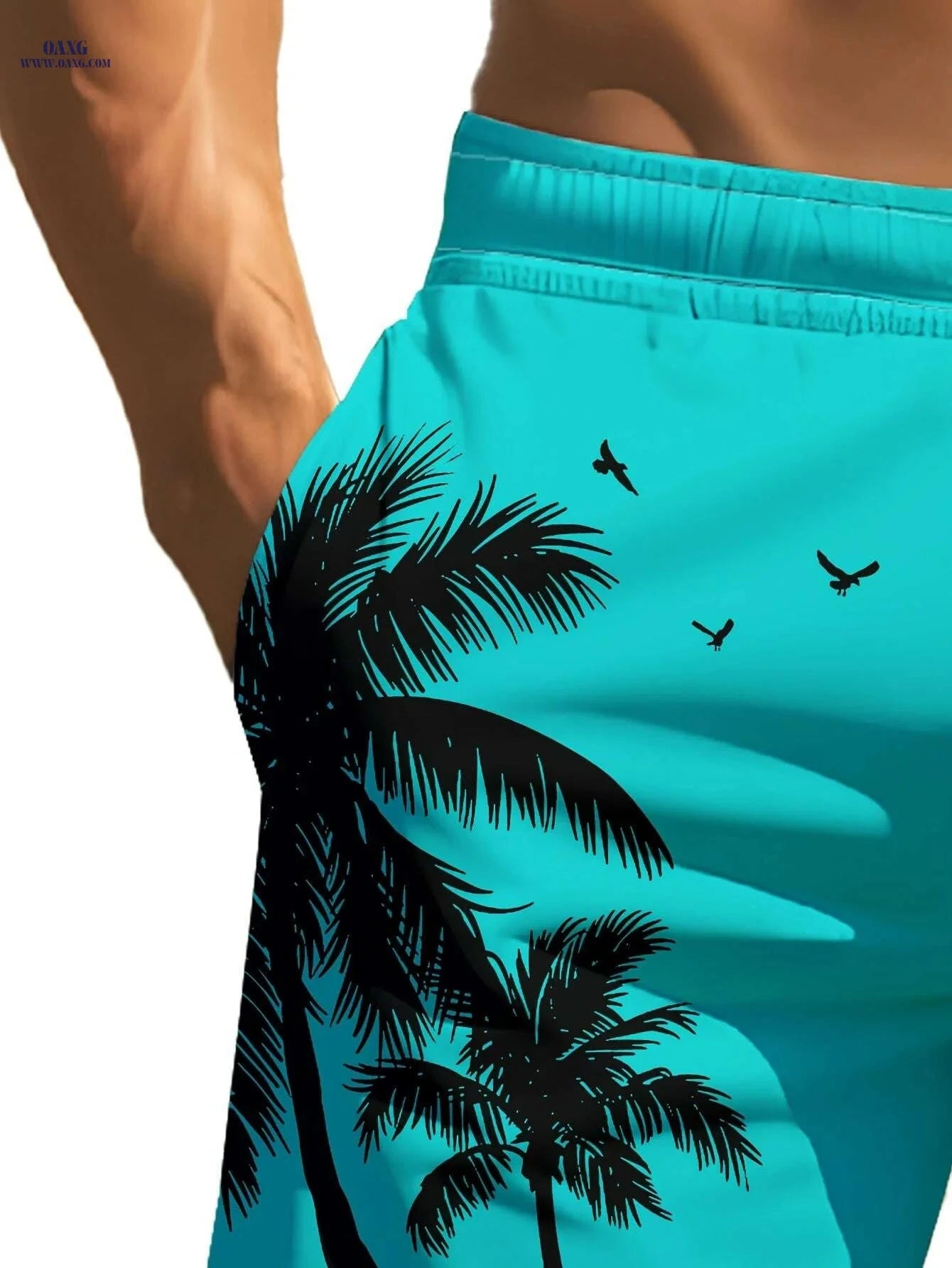 Men's Tropical Palm Beach Shorts - Quick-Dry, Lightweight & Stylish   OAXG Mixed Color / S