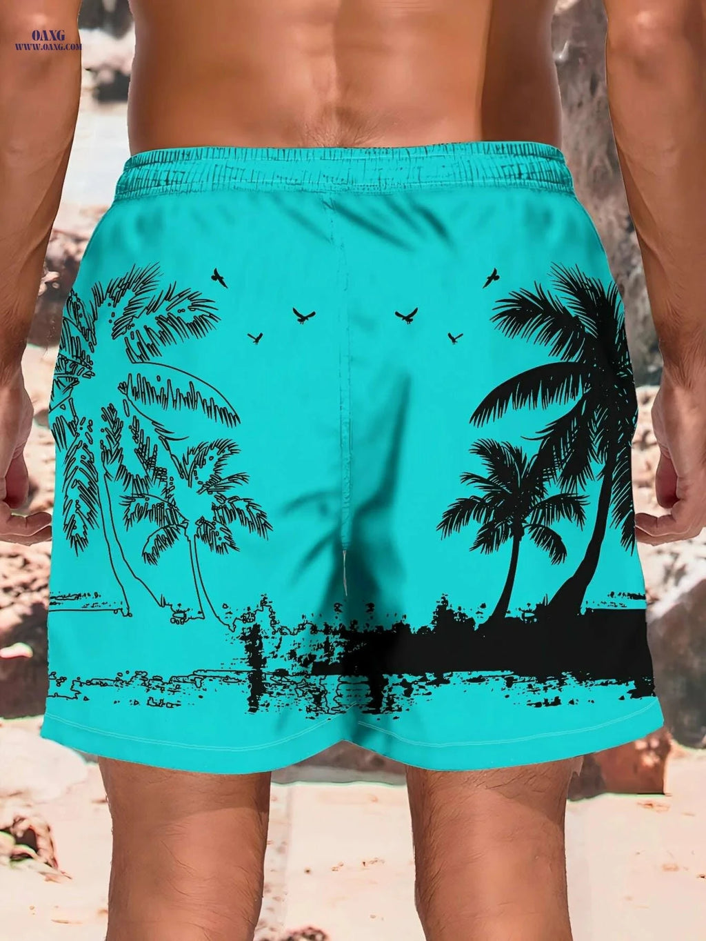 Men's Tropical Palm Beach Shorts - Quick-Dry, Lightweight & Stylish   OAXG Mixed Color / S