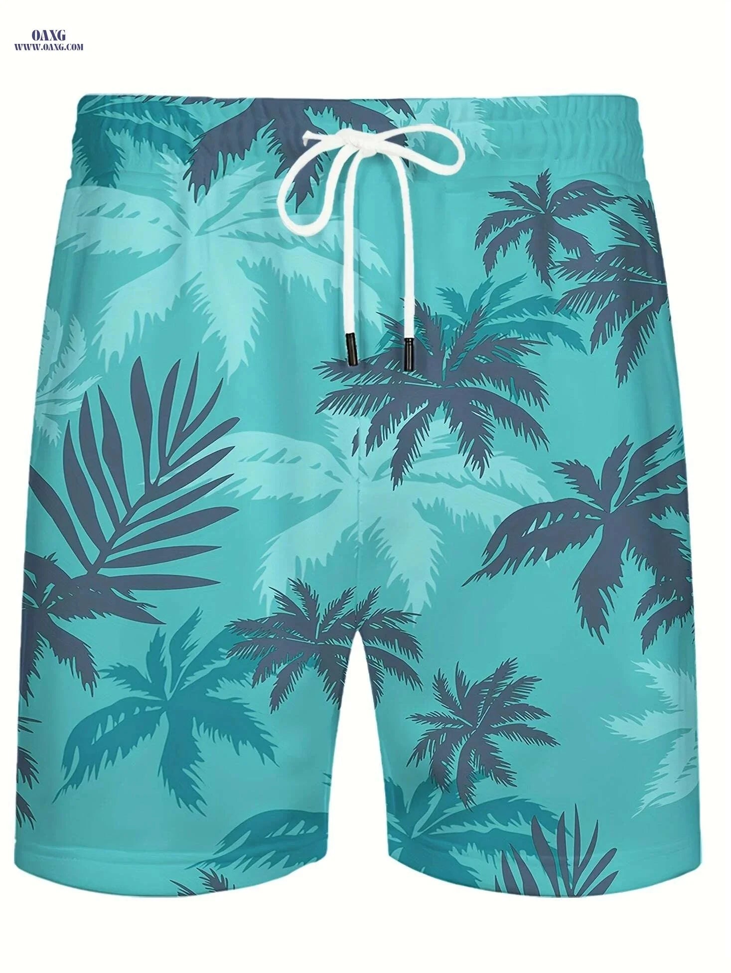Men's Tropical Palm Tree Print Beach Shorts - Lightweight Quick-Dry Swim Trunks   OAXG Mixed Color / S