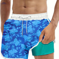 Men's Tropical Print Swim Trunks - Casual Flat Front, Regular Fit   OAXG 