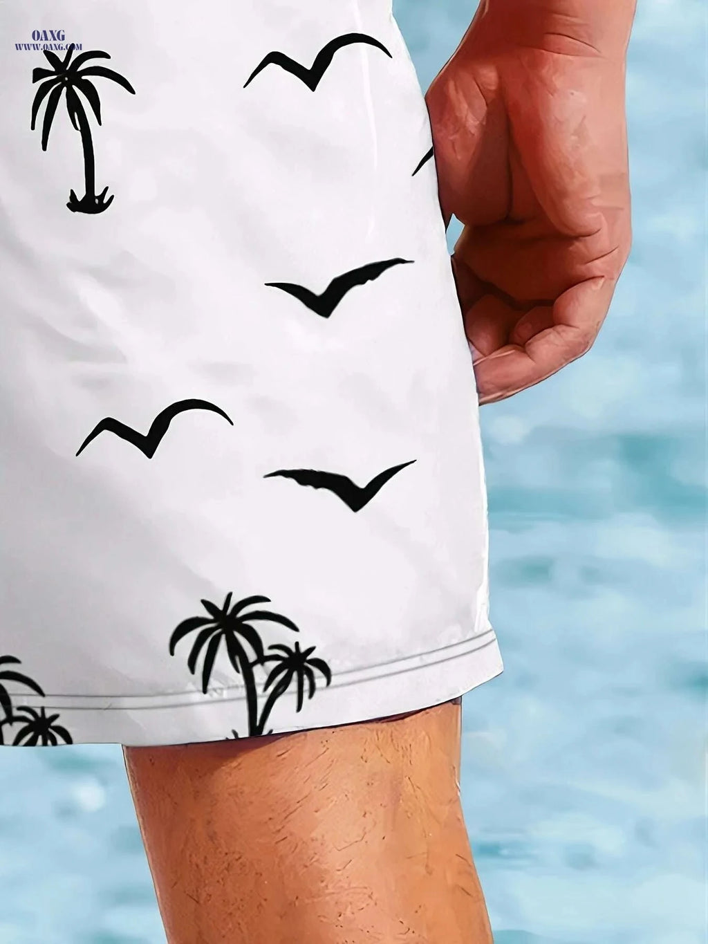 Men's Tropical Print Swim Trunks - Quick-Dry Beach Shorts   OAXG 