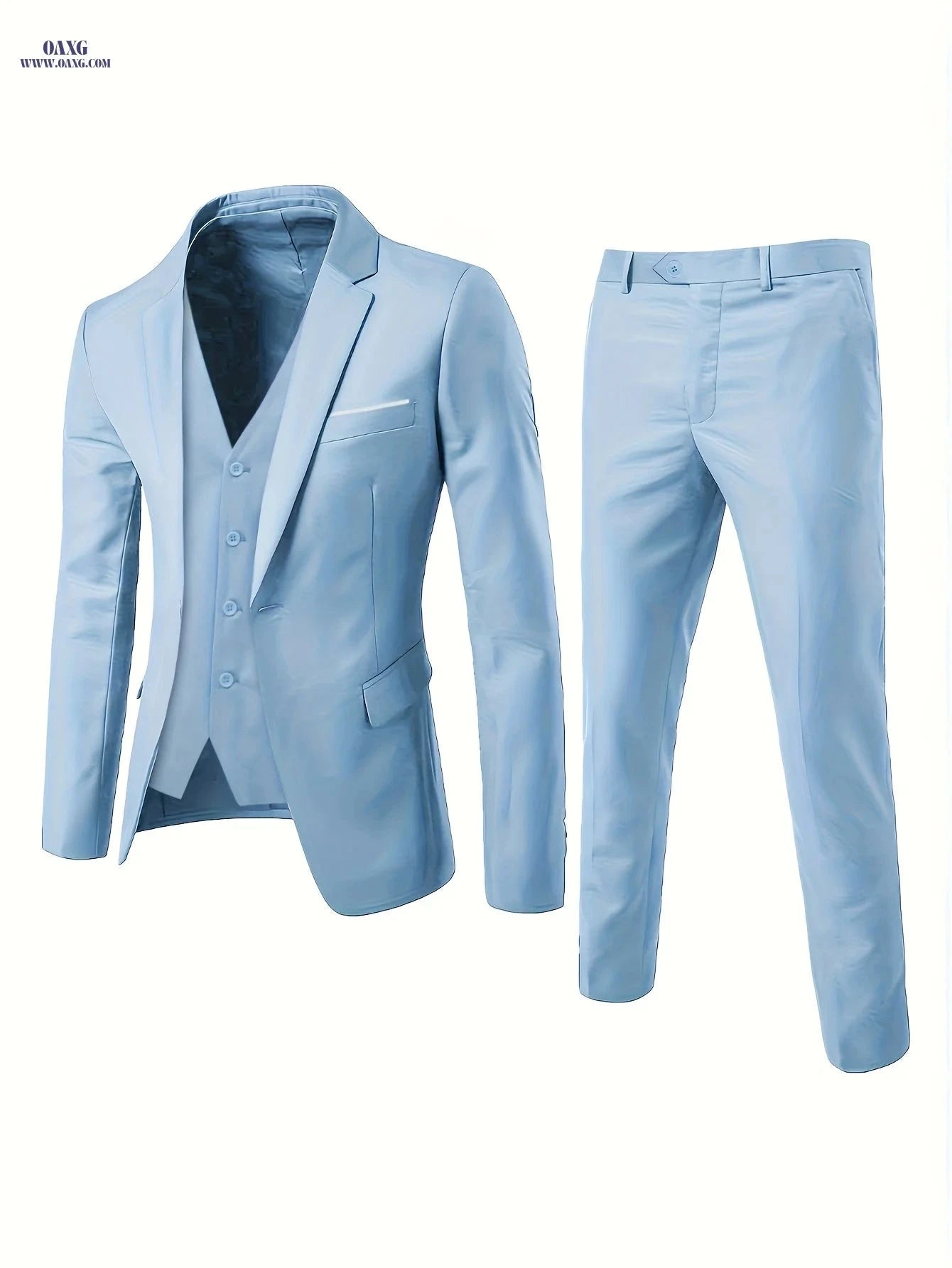 Men's Two-Button Suit Set - Stylish 3pcs for Weddings & Interviews   OAXG Black / FR S
