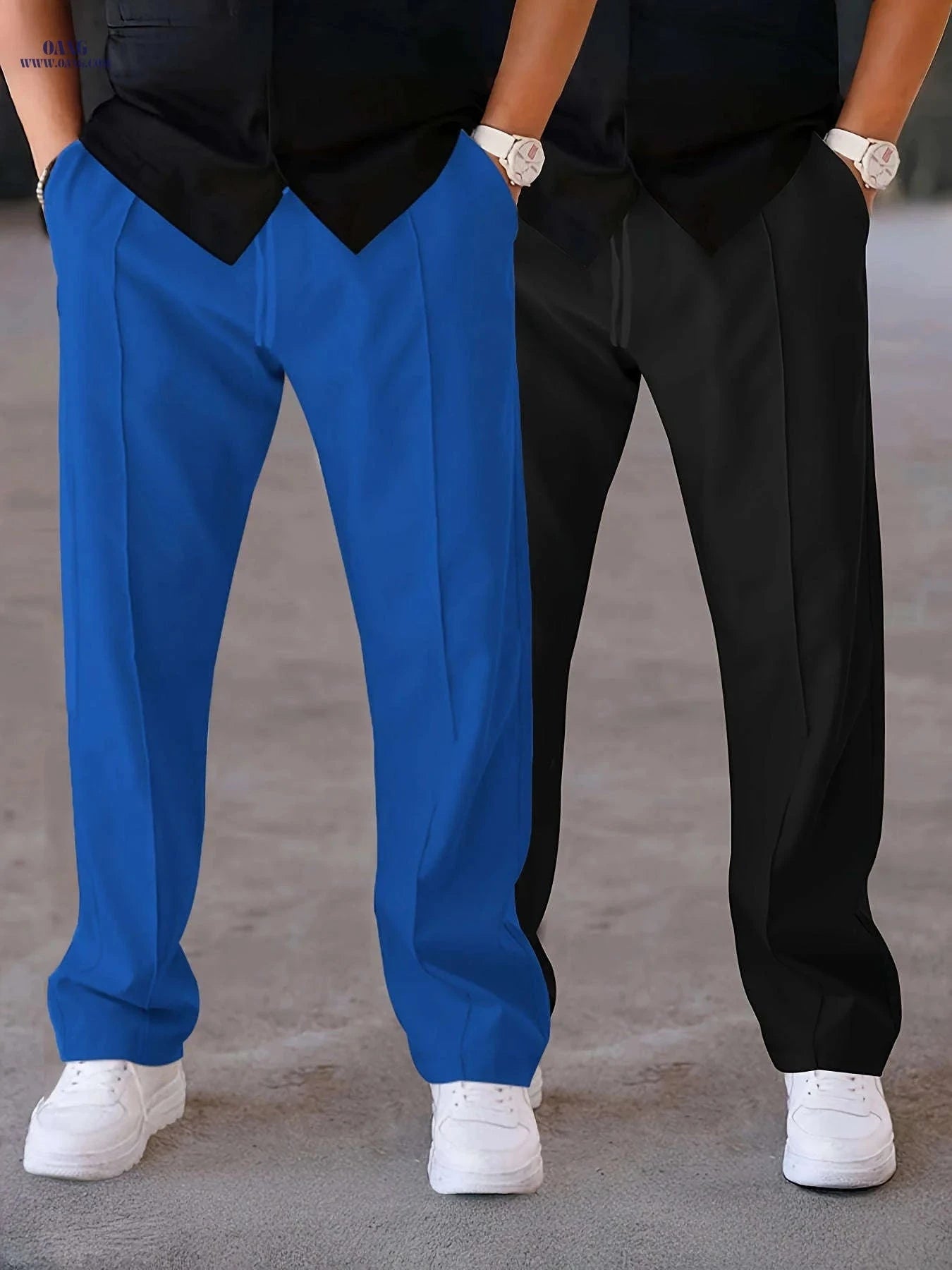 Men's Two-Pack Casual Trousers - Stylish Outdoor Pants, Regular Fit   OAXG 