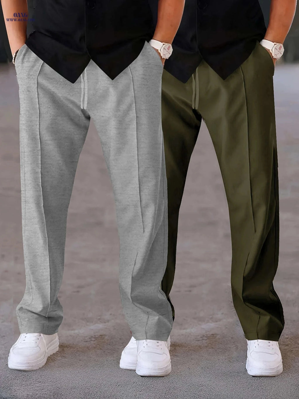 Men's Two-Pack Casual Trousers - Stylish Outdoor Pants, Regular Fit   OAXG 