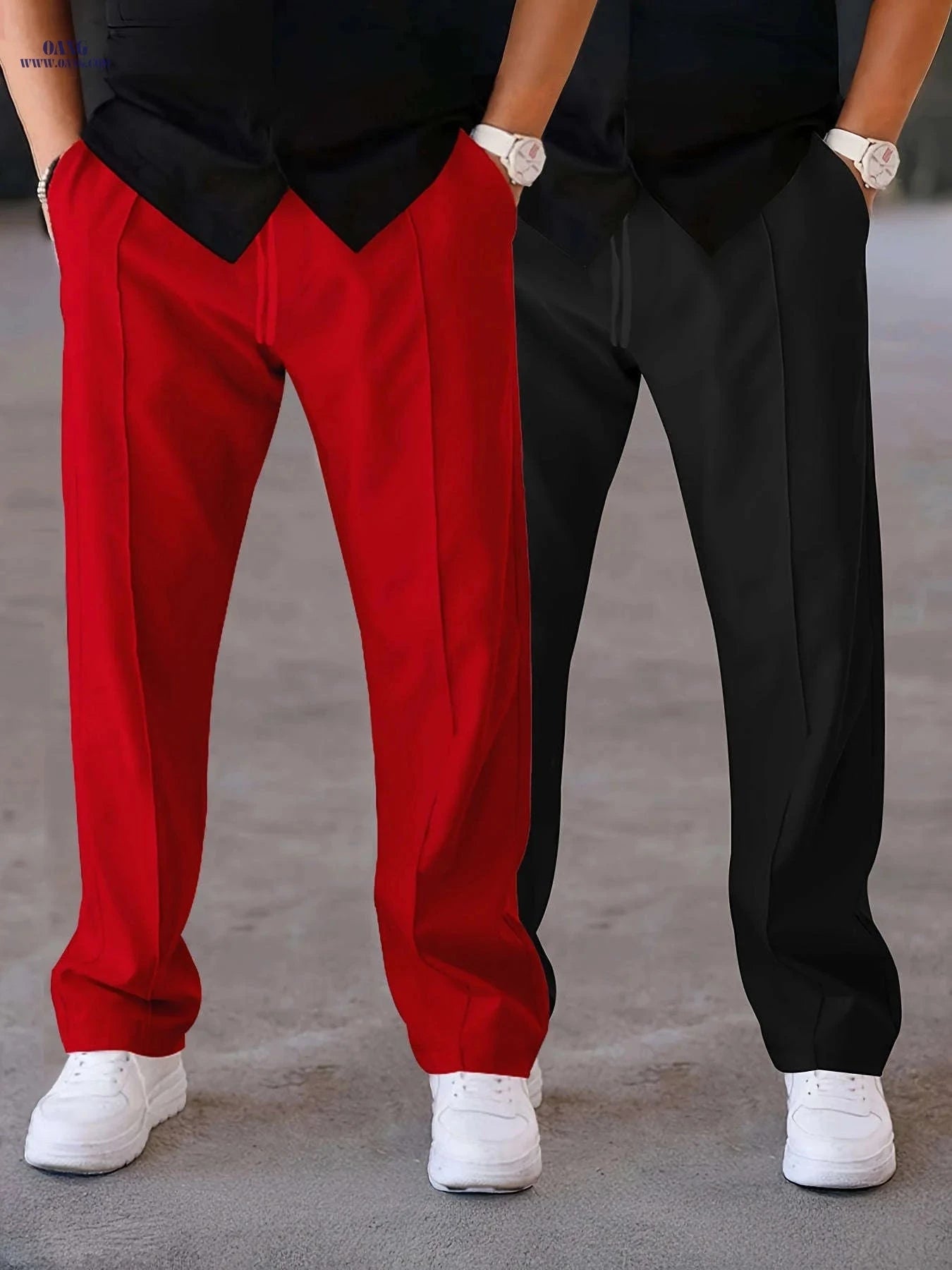 Men's Two-Pack Casual Trousers - Stylish Outdoor Pants, Regular Fit   OAXG Two Packs (black + White) / FR S