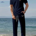 Men's Two-Piece Set - Short-Sleeve Polo & Drawstring Pants   OAXG 