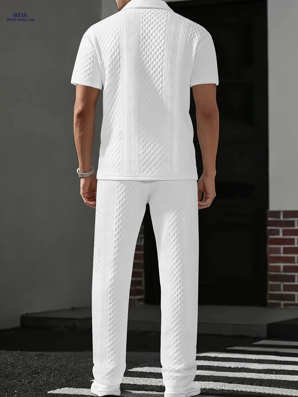 Men's Two-Piece Set - Short-Sleeve Polo & Drawstring Pants   OAXG Navy Color / FR S
