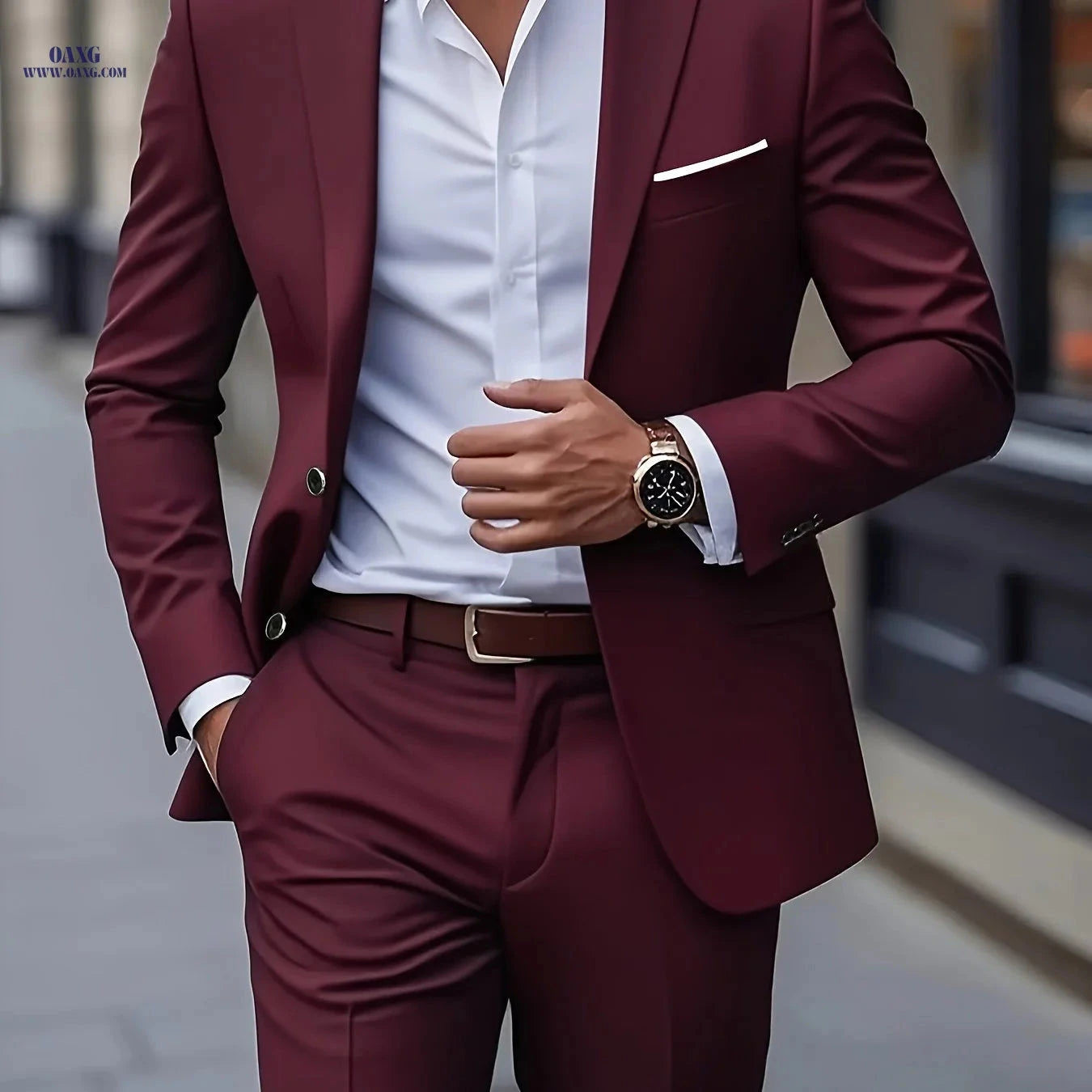 Men's Two-Piece Suit - Business Casual Jacket and Trousers Set   OAXG 