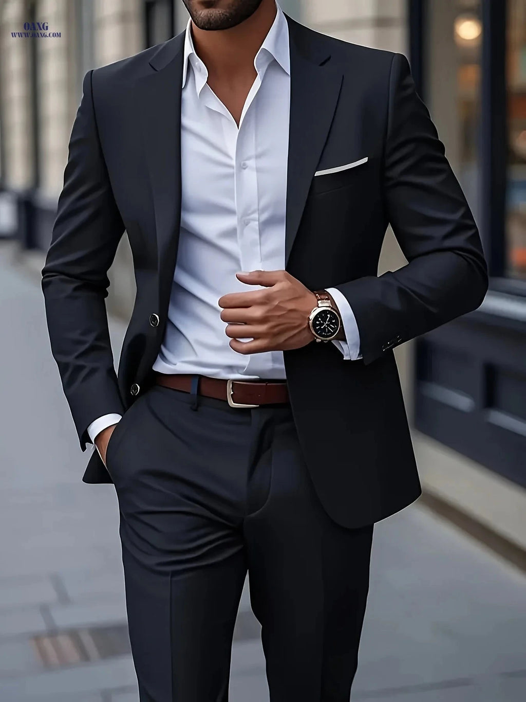 Men's Two-Piece Suit - Business Casual Jacket and Trousers Set   OAXG 