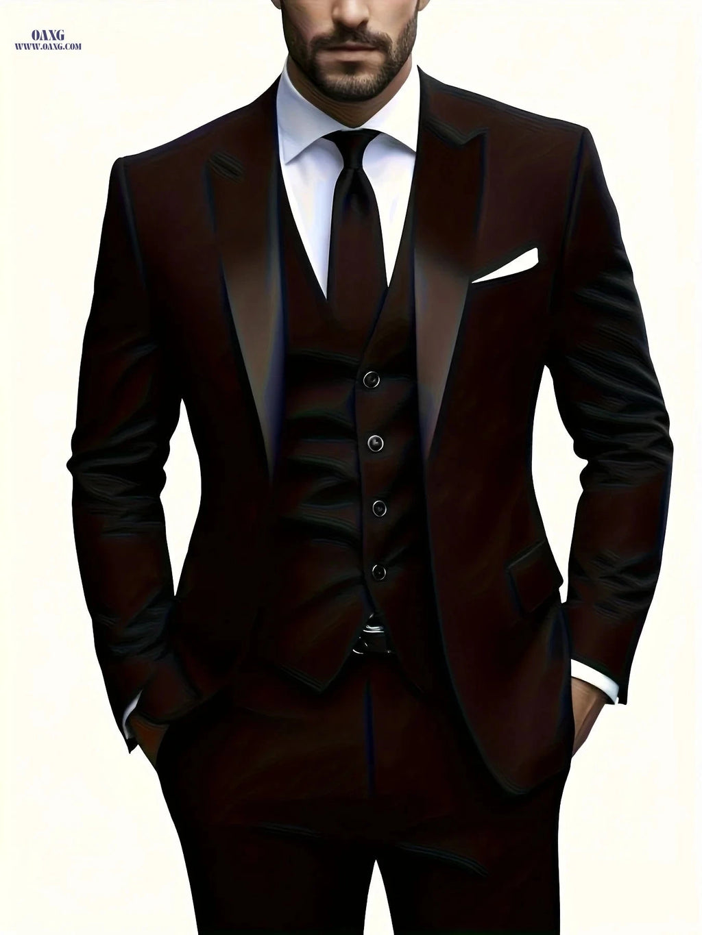 Men's Two-Piece Suit - Business Casual Jacket and Trousers Set   OAXG Beige / FR XS