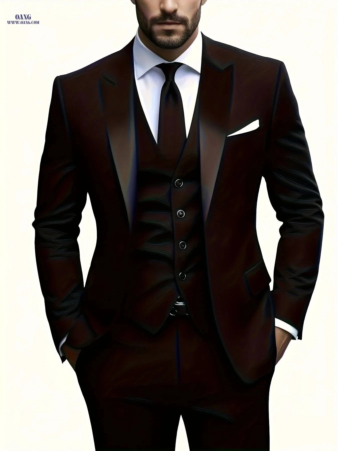 Men's Two-Piece Suit - Business Casual Jacket and Trousers Set   OAXG Beige / FR XS