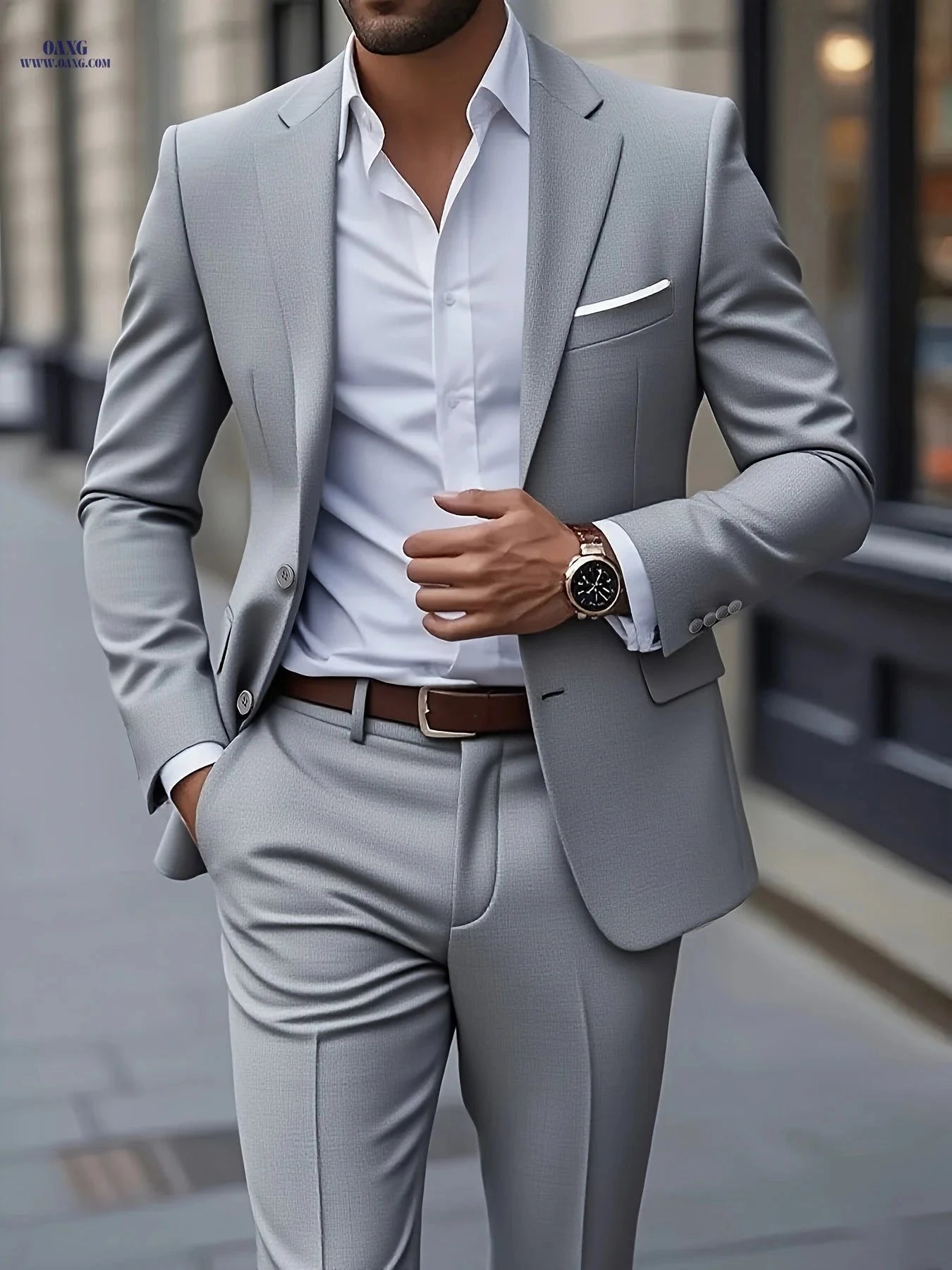 Men's Two-Piece Suit - Business Casual Jacket and Trousers Set   OAXG 