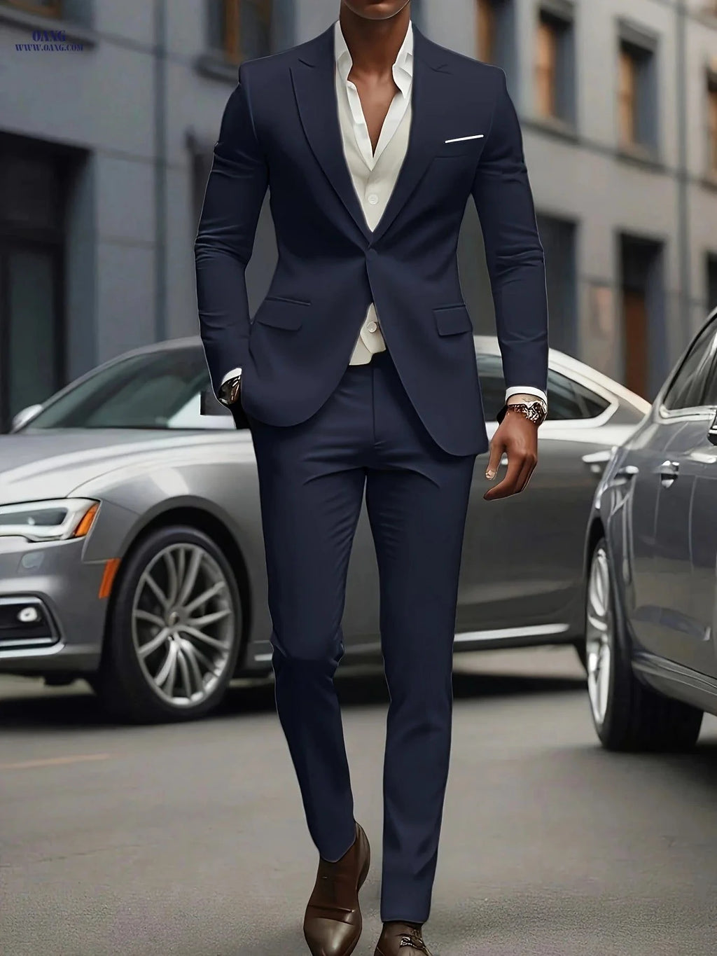 Men's Two-Piece Suit - Formal Blazer and Trouser Set for Events   OAXG Beige / FR XXS