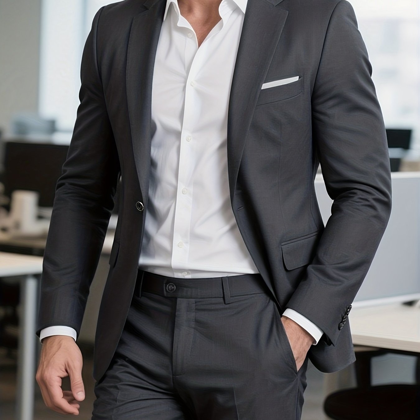 Men's Two-Piece Suit - Regular Fit Jacket & Trousers for All Seasons   OAXG 