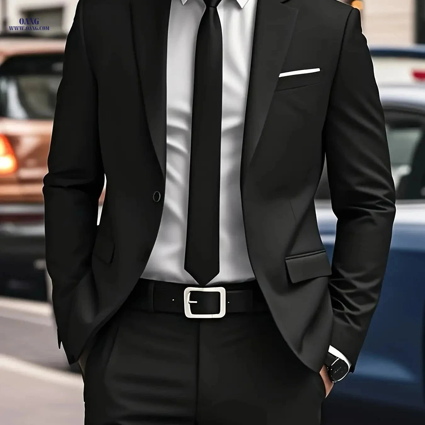 Men's Two-Piece Suit Set - Jacket & Trousers for Events   OAXG 