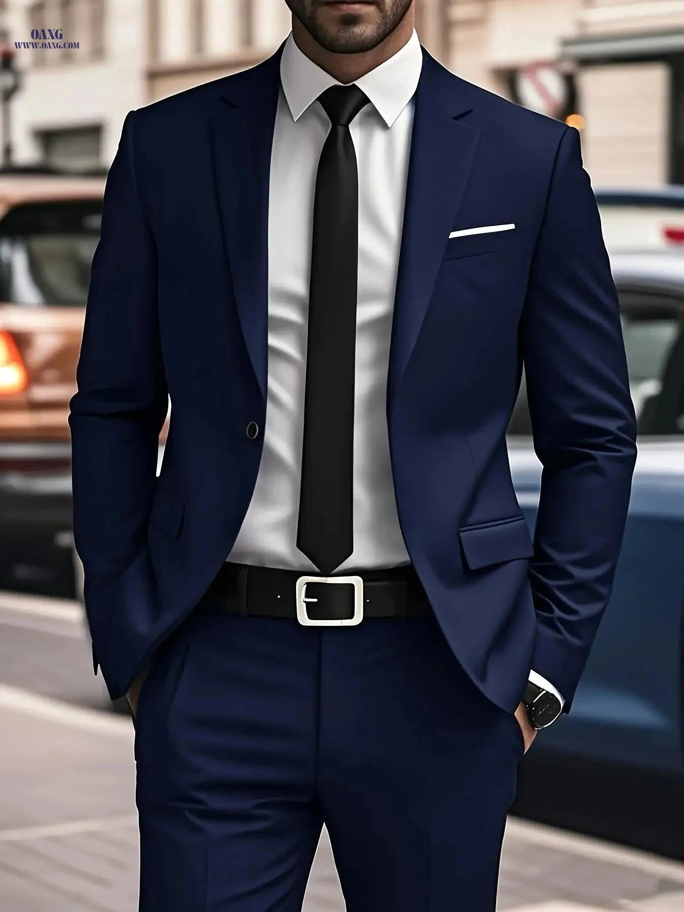 Men's Two-Piece Suit Set - Jacket & Trousers for Events   OAXG 