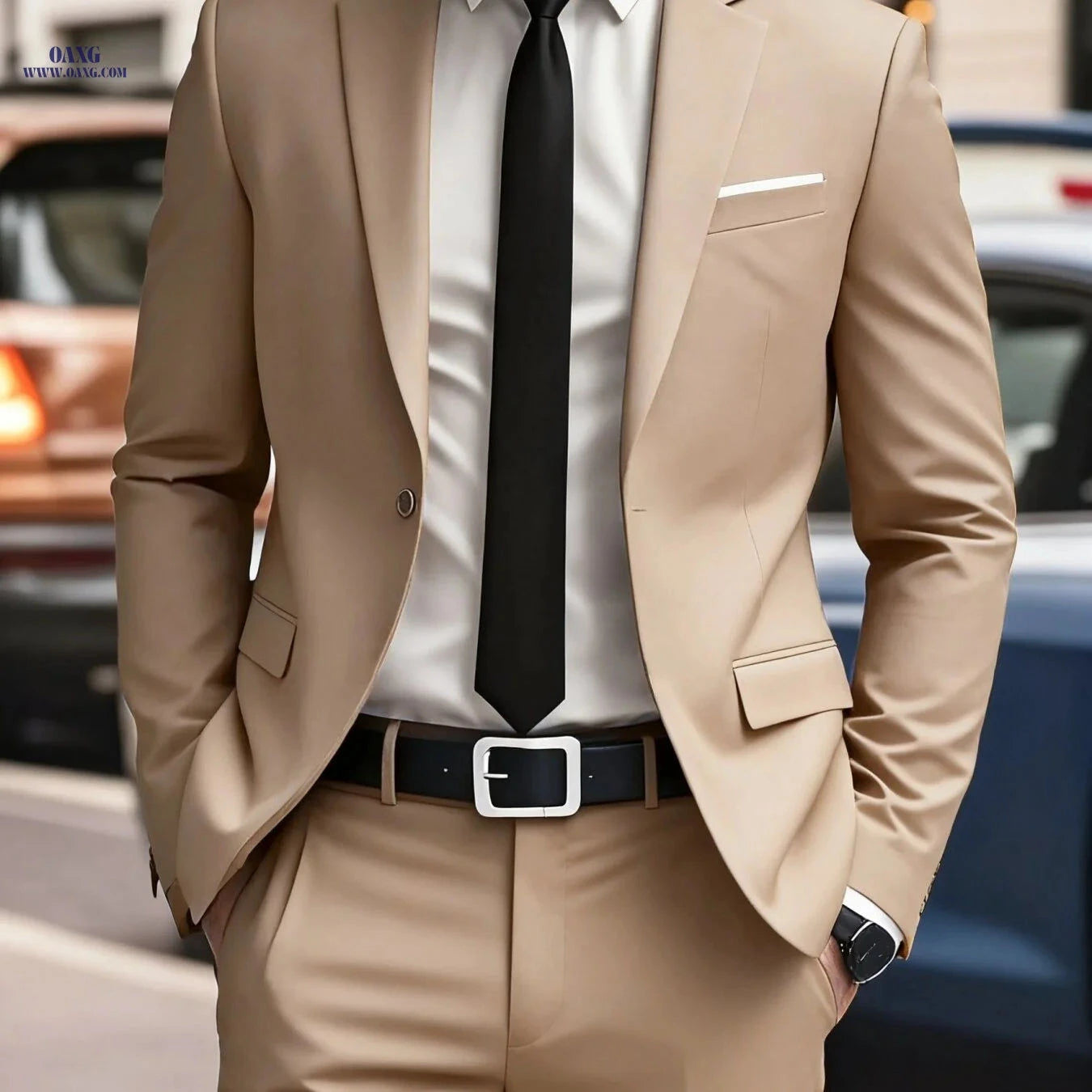Men's Two-Piece Suit Set - Jacket & Trousers for Events   OAXG 