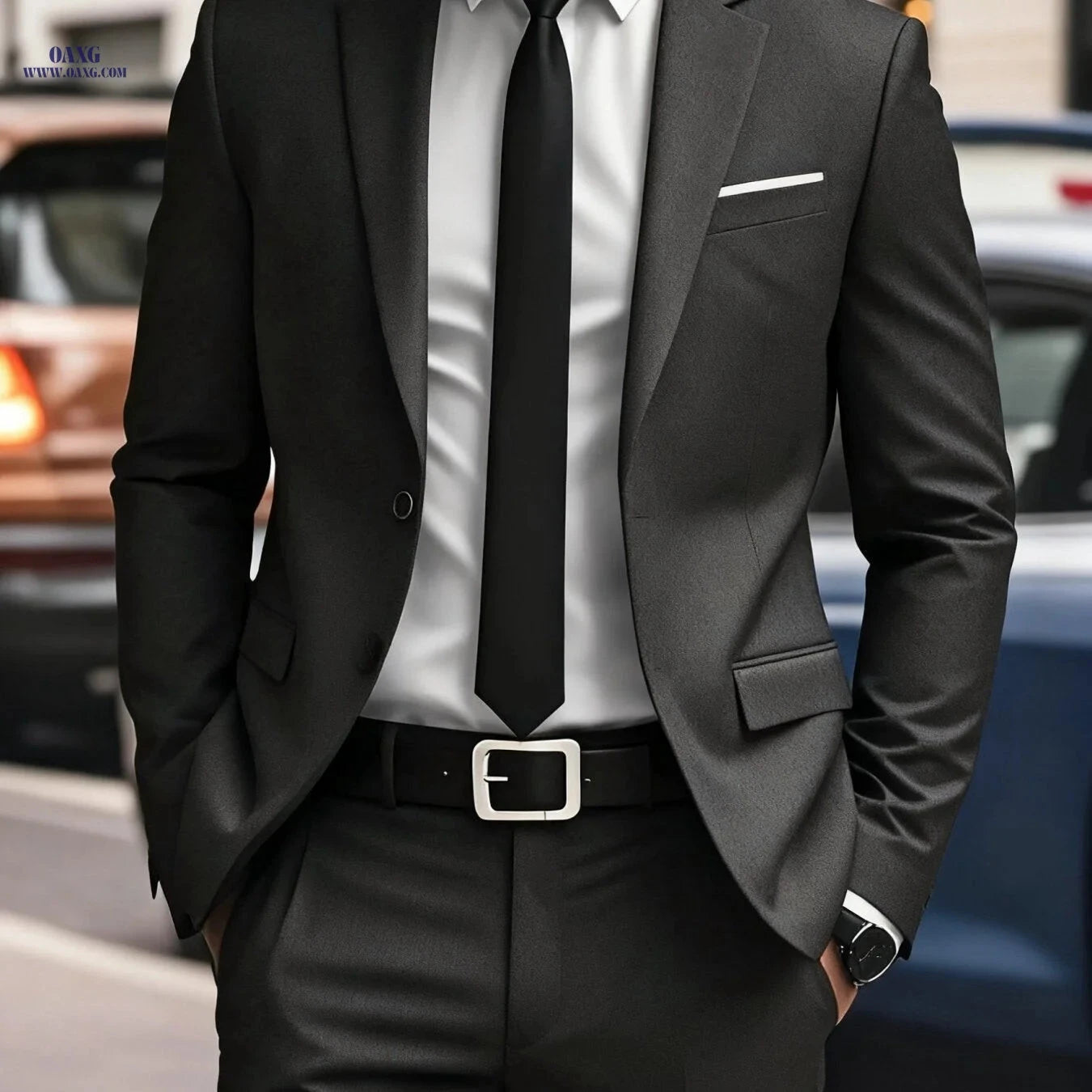Men's Two-Piece Suit Set - Jacket & Trousers for Events   OAXG 