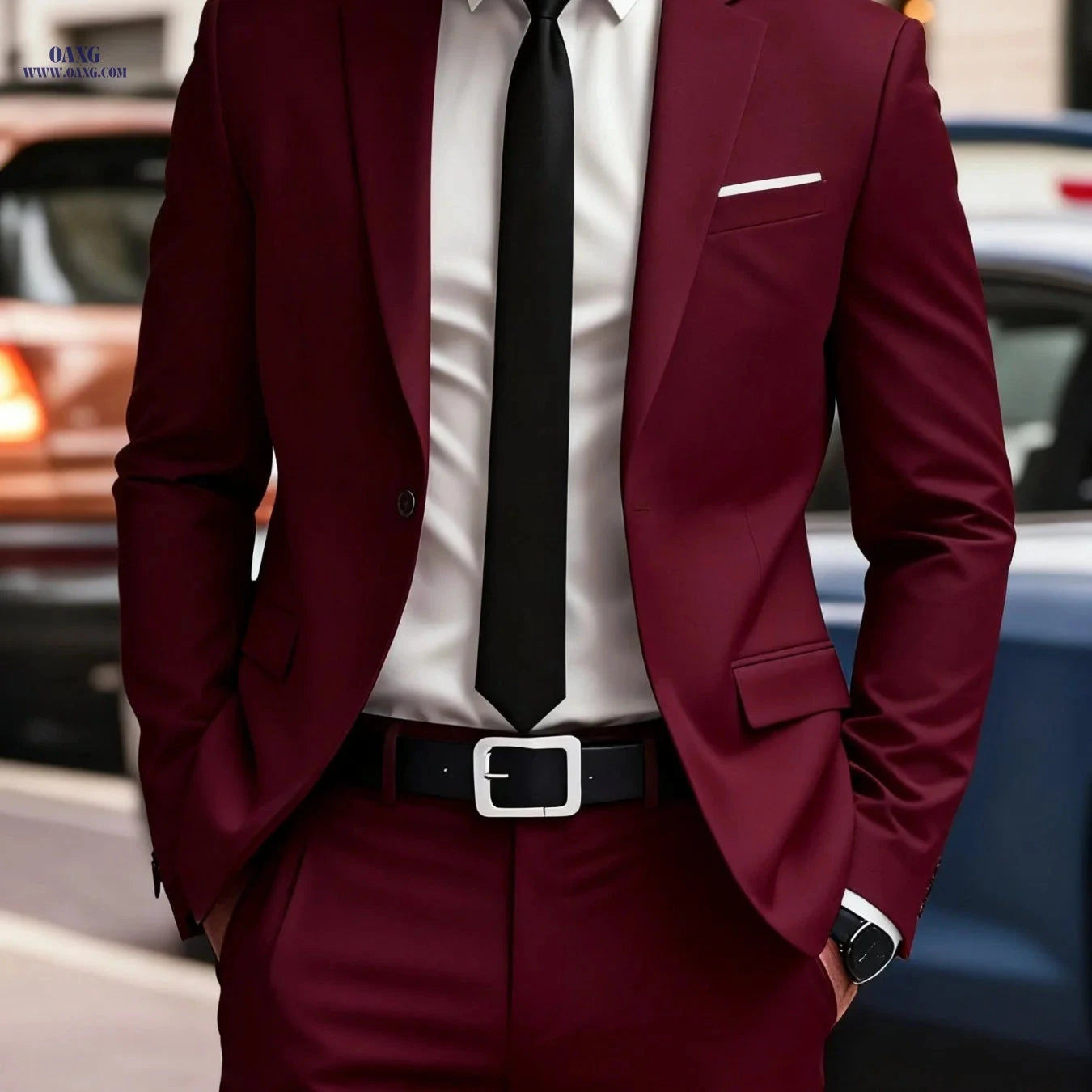 Men's Two-Piece Suit Set - Jacket & Trousers for Events   OAXG 