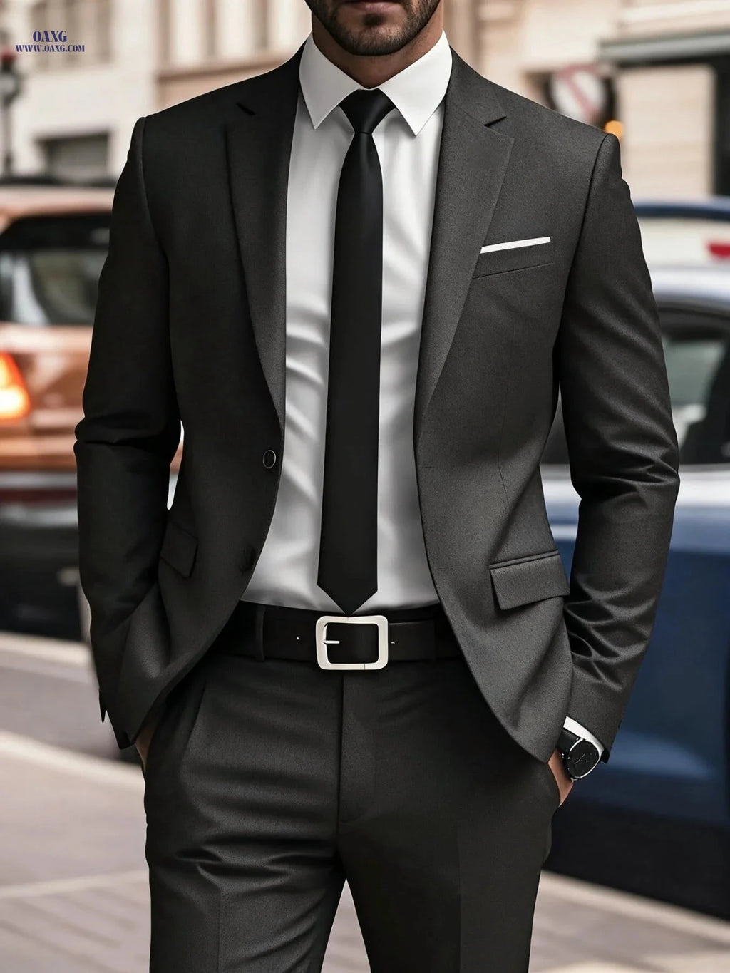 Men's Two-Piece Suit Set - Jacket & Trousers for Events   OAXG Grey / FR XXS