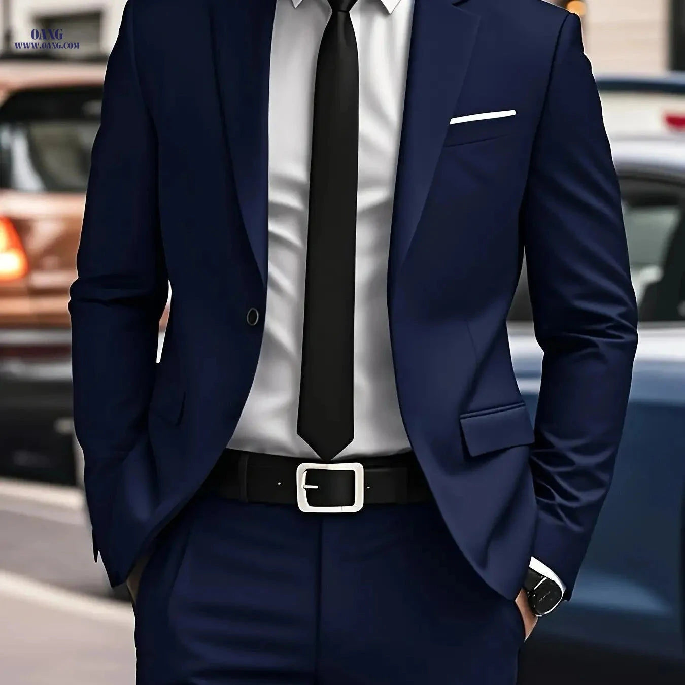 Men's Two-Piece Suit Set - Jacket & Trousers for Events   OAXG 