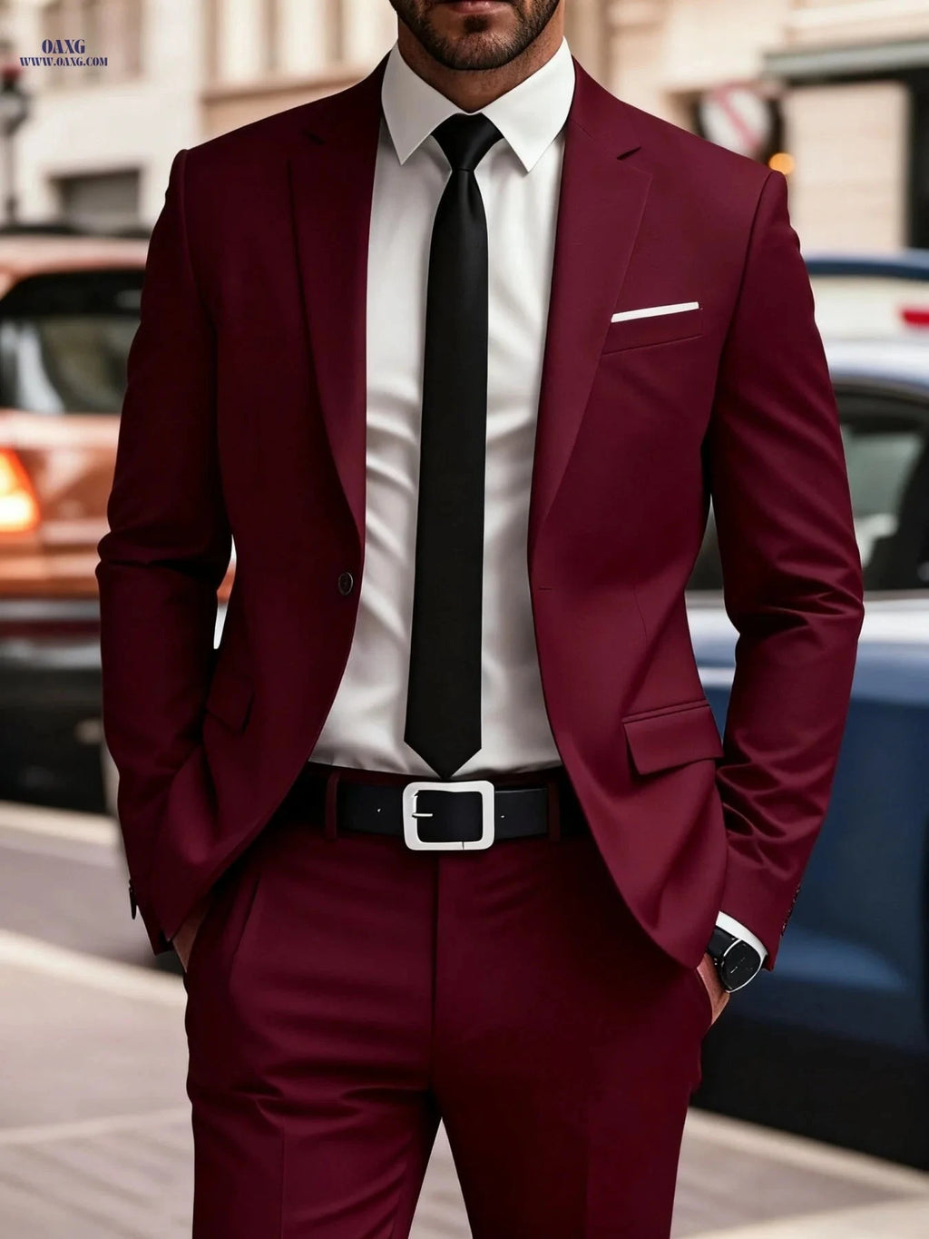 Men's Two-Piece Suit Set - Jacket & Trousers for Events   OAXG 