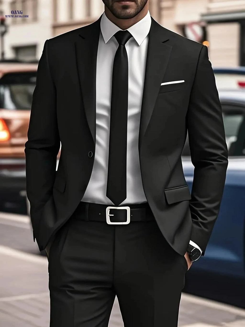 Men's Two-Piece Suit Set - Jacket & Trousers for Events   OAXG 