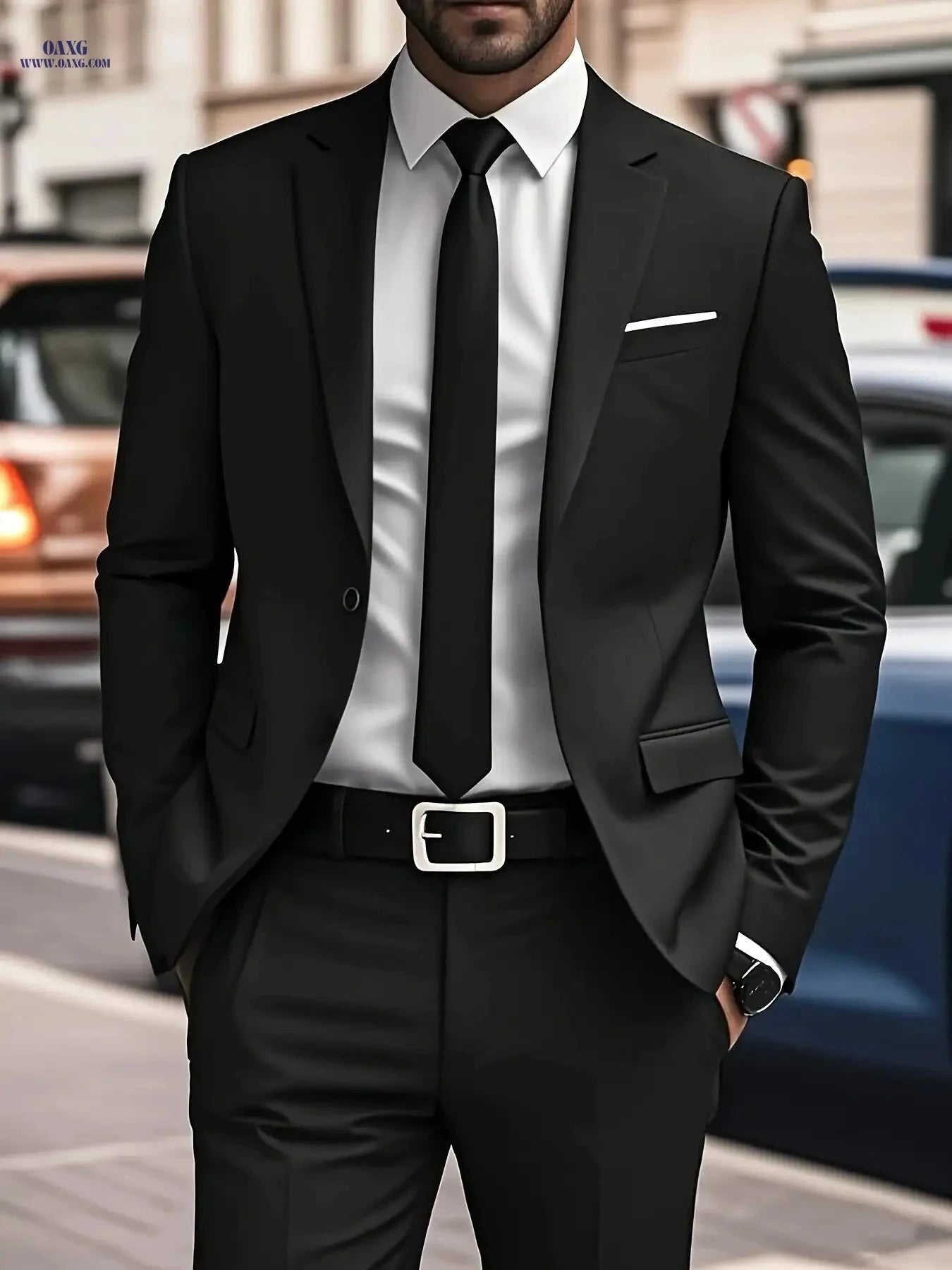 Men's Two-Piece Suit Set - Jacket & Trousers for Events   OAXG 
