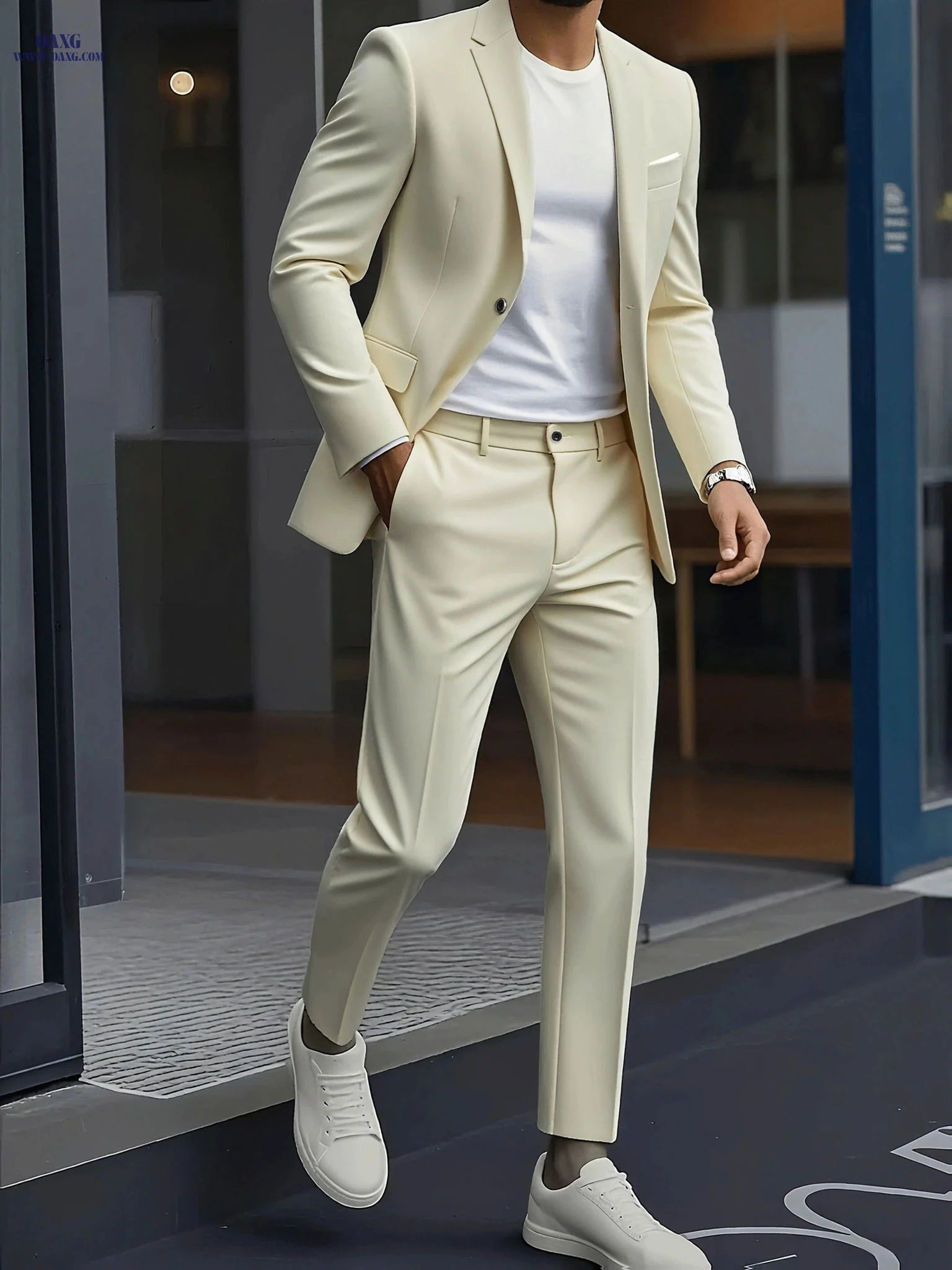 Men's Two-Piece Suit Set - Stylish Jacket and Trousers for Events   OAXG 